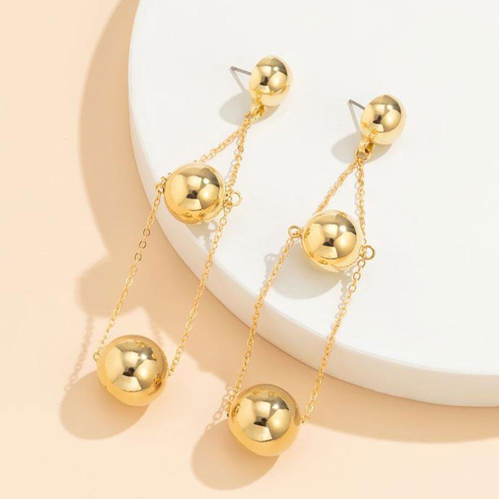 LAKKEC Paar Ohrhänger Cool Damenschmuck, Earrings und Geeignet Dangle Earrings Tassel Orb Partys Hochzeiten, für Bankette Gold