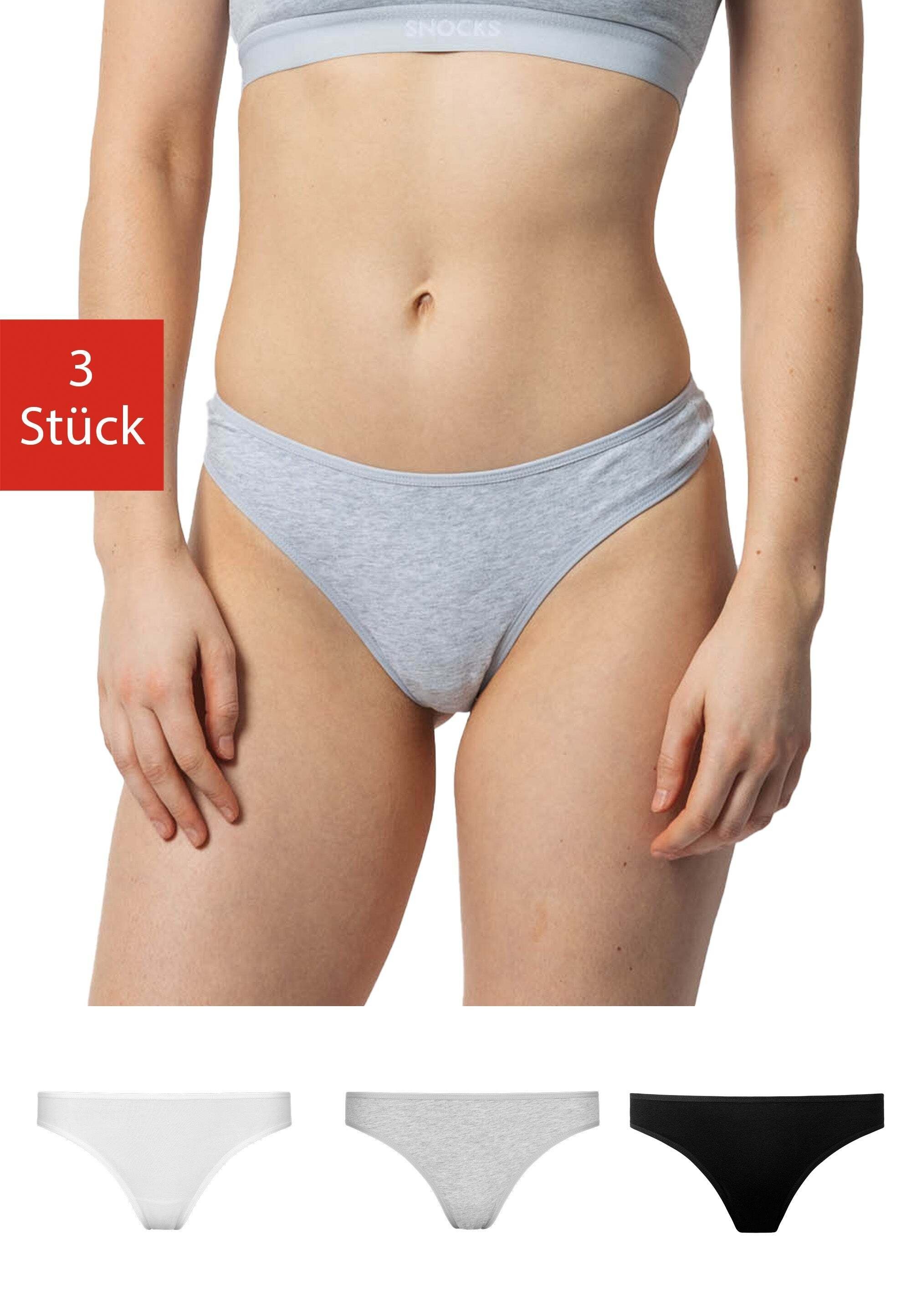 SNOCKS Tanga Unterwäsche Damen Unterhosen deiner Kleidung unsichtbar aus unter String Bio-Baumwolle, (Weiß/Hellgrau/Schwarz) Mix Tanga (3-St)