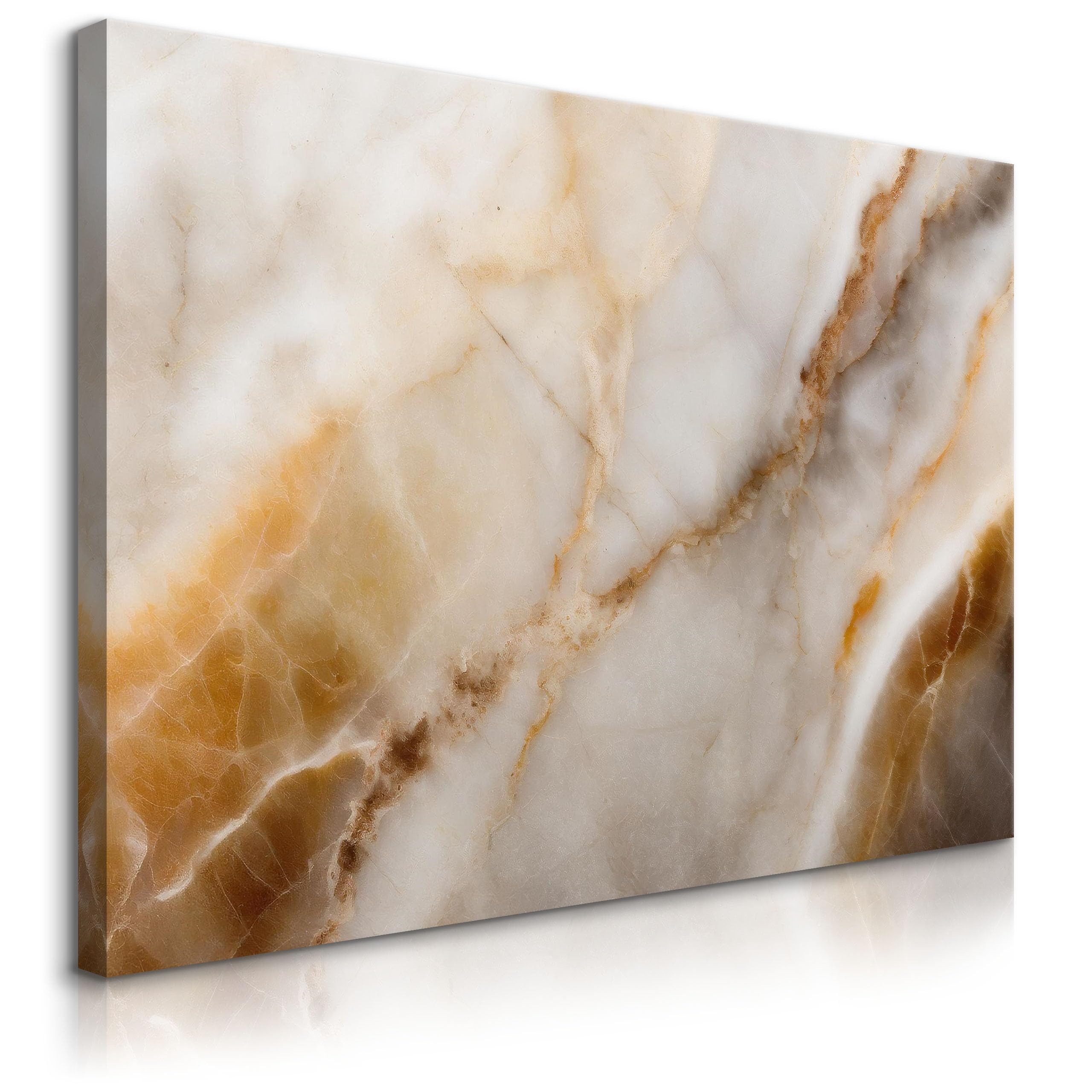 Muralo Leinwandbild Abstrakt – Leinwandbild Wandbild Kunstdruck Wohnzimmer, Abstrakt (1 St), Beige Marmorimitation – Platte, 30 x 20 cm, aufhängefertig
