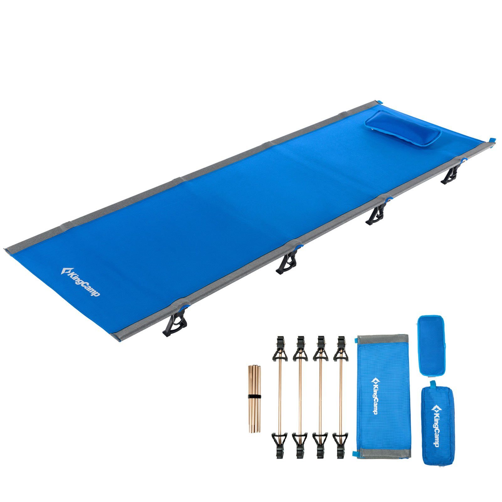 KingCamp Feldbett Alu Feld Bett XL Outdoor Klick Klappbett - Camping