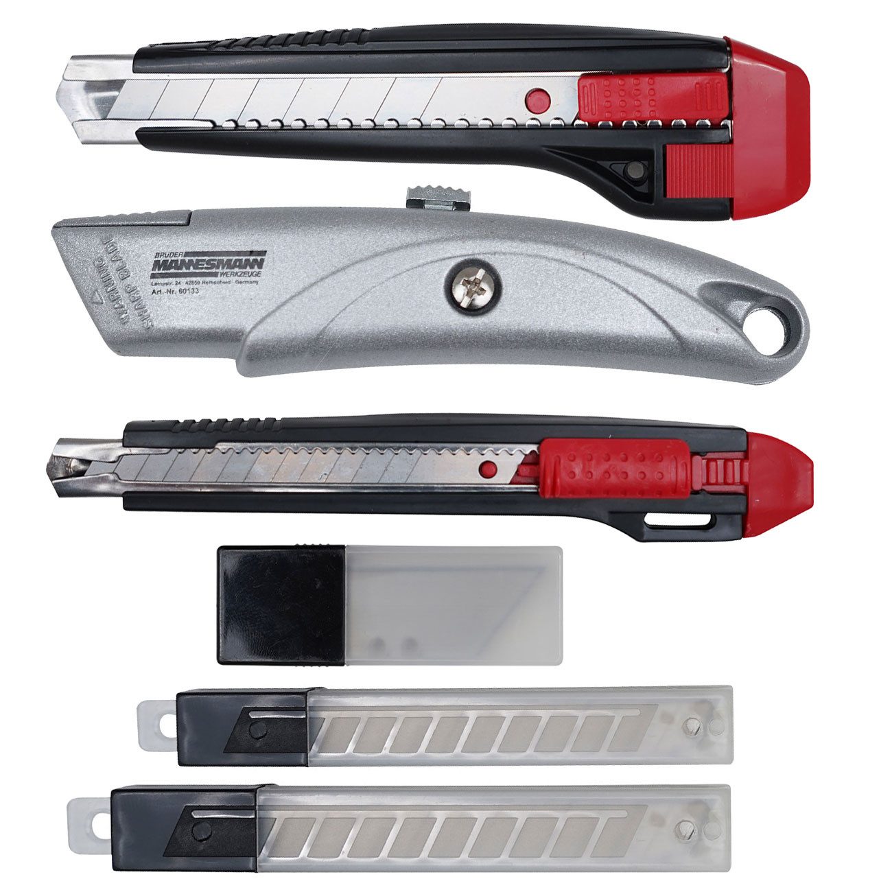 Brüder Mannesmann Werkzeuge Cutter 33-tlg. Abbrechmesser-Set: Cutter- & Universalmesser inkl. Klingen, (2 St)