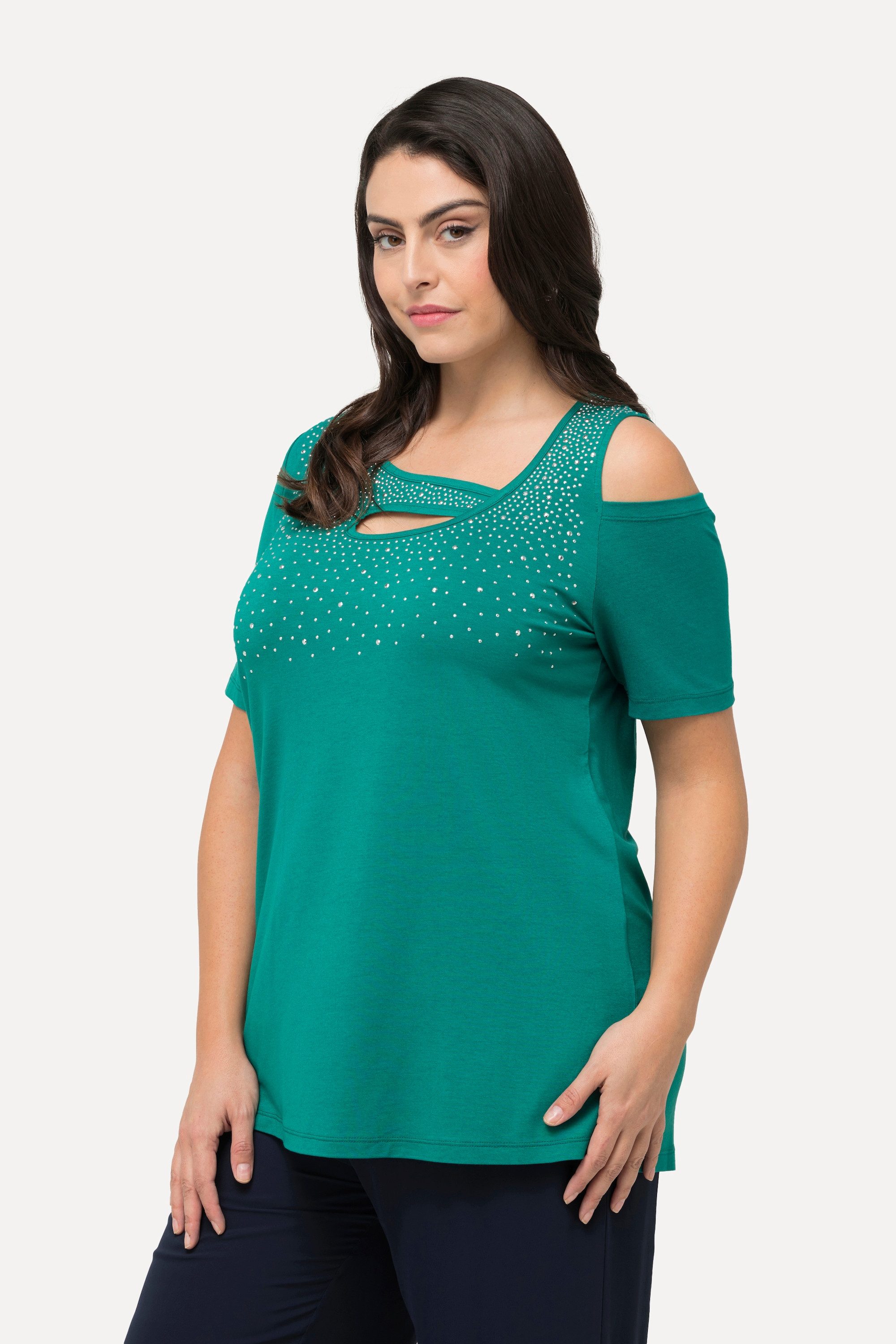 Ulla Popken T-Shirt T-Shirt Ziersteine A-Linie günstig online kaufen