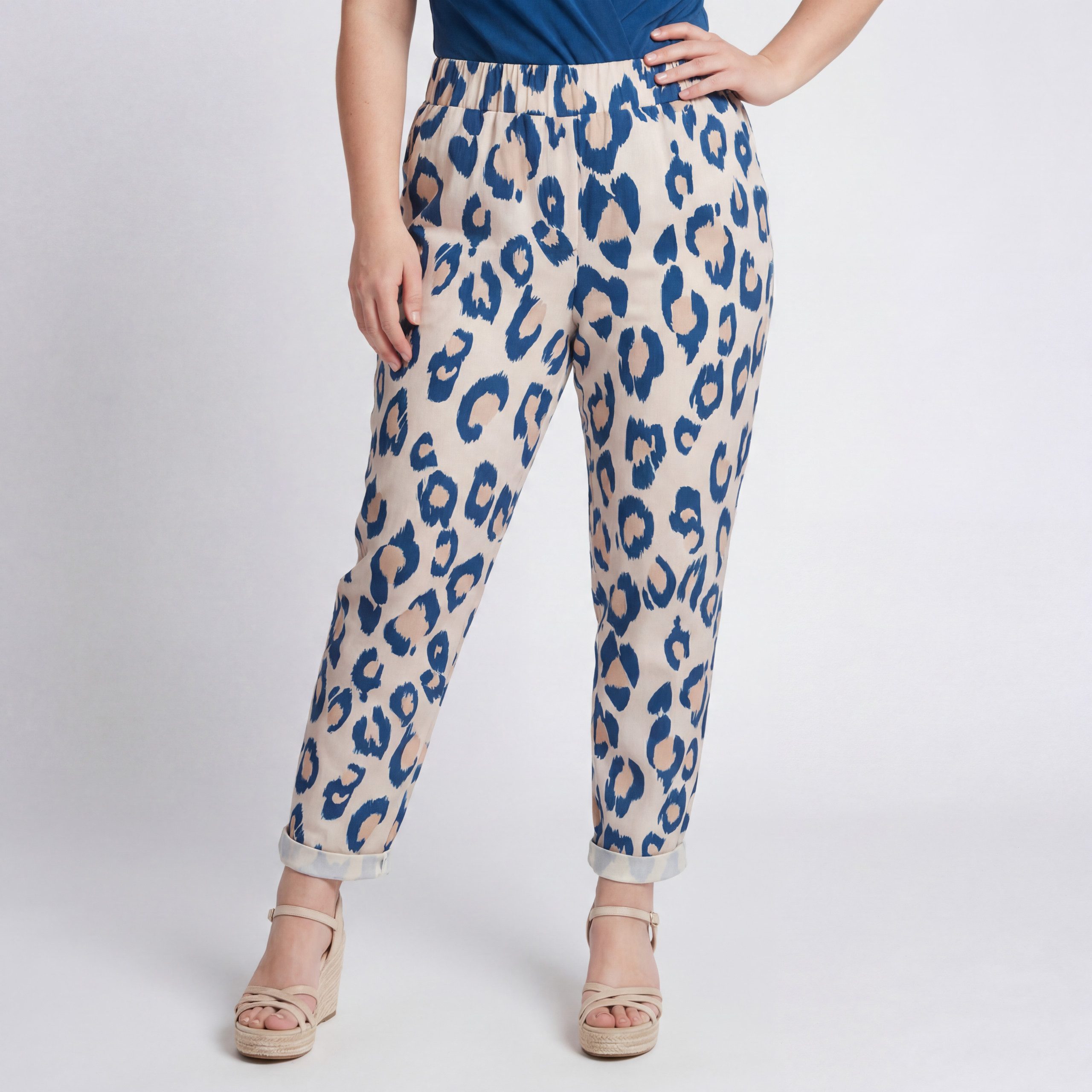 OriginalYou Schlupfhose Loungehose Damen Leo Look Freizeithose mit Stretch passend für 40 bis 44, geeignet für eine Körpergröße bis 1,68m