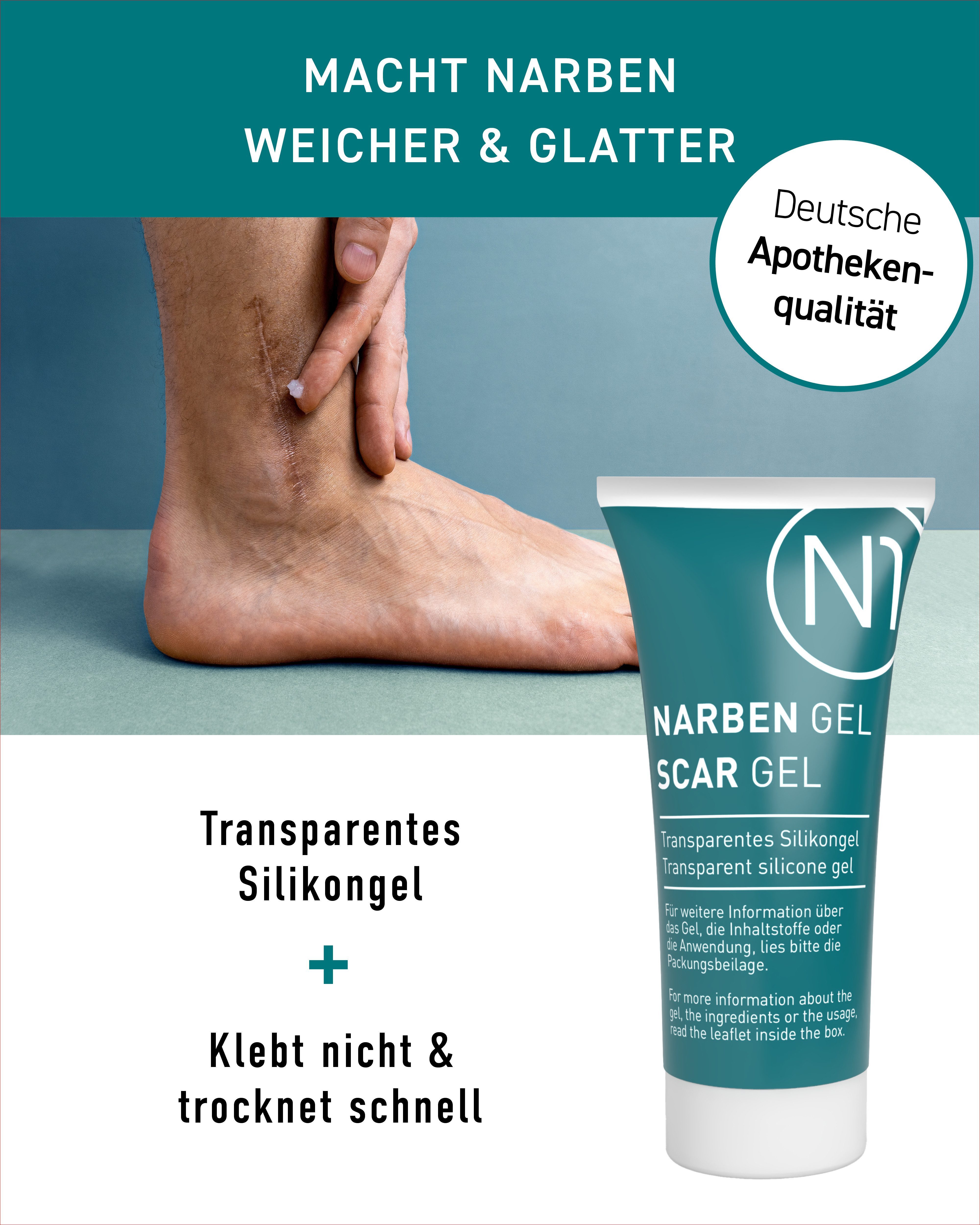 N1 Healthcare Hautpflegegel N1 Narben Gel, 19 g, Für neue und bis zu 2 Jahre alte Narben