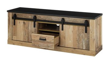 Furn.Design Wohnwand Stove, (Wohnzimmer Set in Used Wood und Anthrazit, 3-teilig, 230 x 170 cm), mit Schiebetüren und Soft-Close