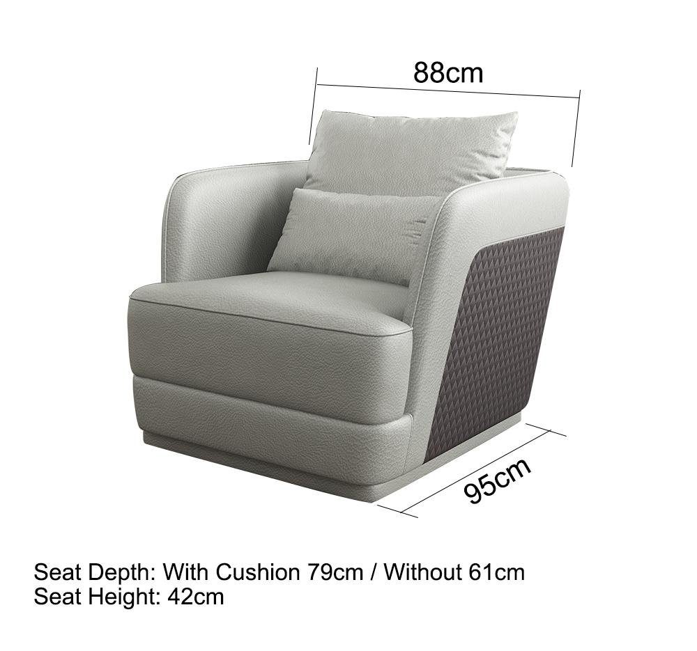 2 Sitzer Wohnzimmer-Set, Ledersofa JVmoebel 3 Garnitur Wohnlandschaft 1 Modern Silber/Schwarz Couch Design