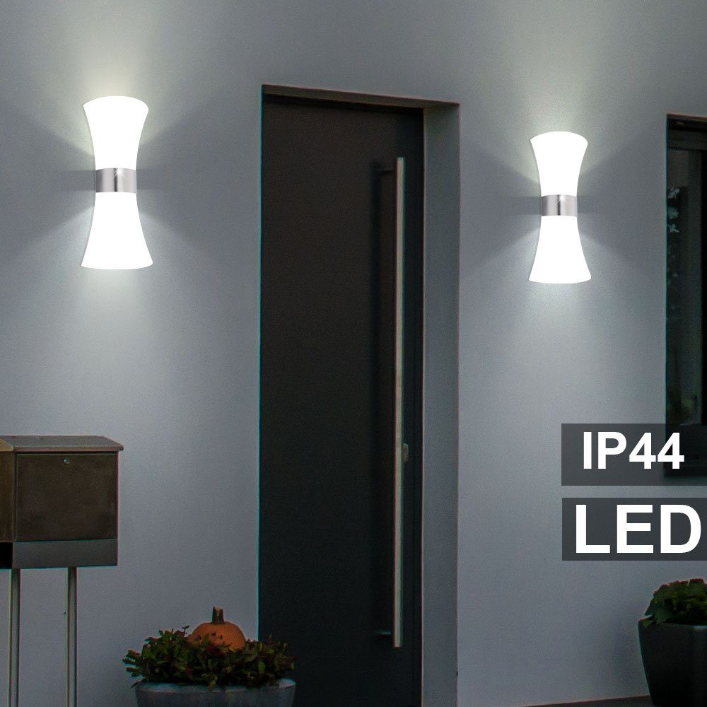 LED Wand Set Leuchte Fassaden Außen-Wandleuchte, inklusive, Warmweiß, 2er Up Lampe etc-shop Watt Down Leuchtmittel & 19 Beleuchtung