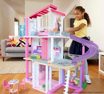 Barbie Puppenhaus Dream House, 3-stöckiges Puppenhaus mit 8 Zimmern, Barbie-Pool, (Dreamhouse, Puppen Haus, Puppenhäuser, Set, mit Rutsche, 70-tlg., ab 3 jahren, Puppenvilla Dollhouse, Film, Beleuchtung), Puppenhaus Barbie xxl groß, The Movie, Barbiehaus, Puppenstube Puppen