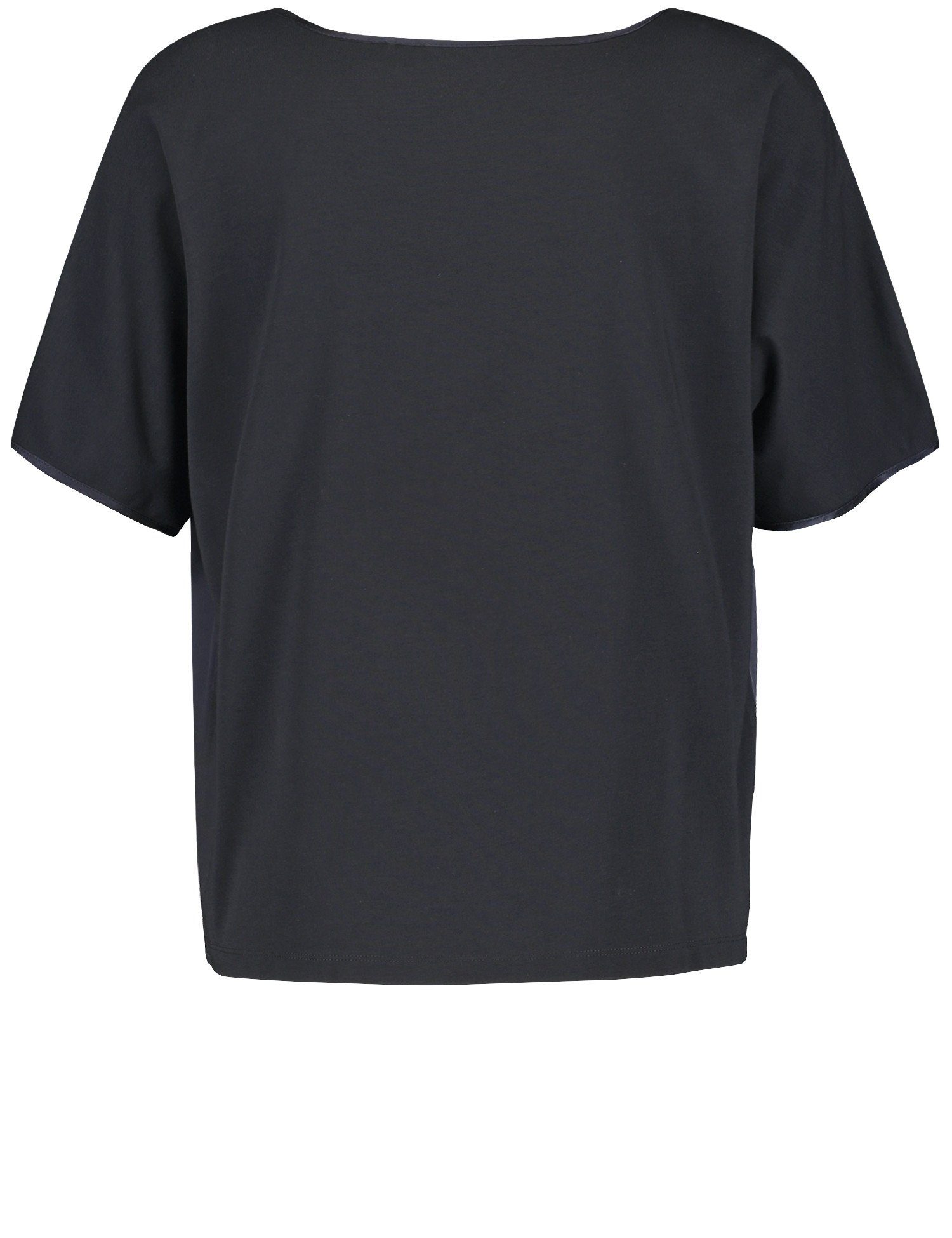 Falte GERRY Blusenshirt Ausschnitt mit gelegter am navy Kurzarmshirt WEBER