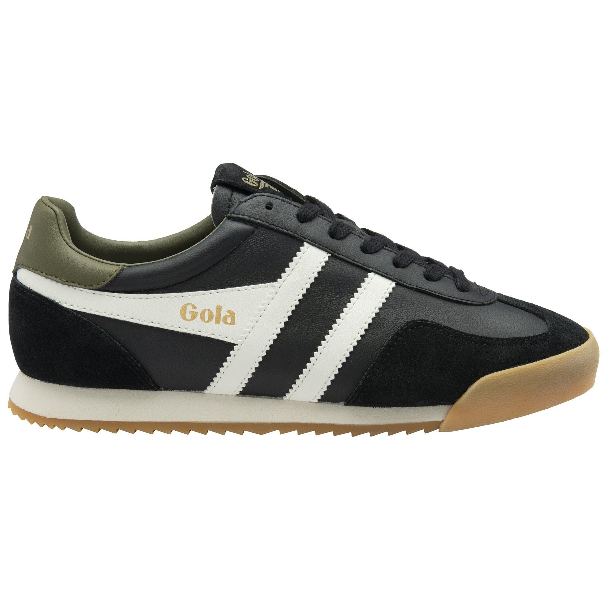 Gola Europa Leder 2025 schwarz/offweiss/khakigrün Herren Sneaker