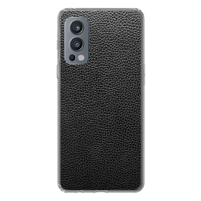 MuchoWow Handyhülle Leder - Textur - Schwarz - Grün - Hell Phone Case Handyhülle OnePlus Nord 2 Silikon Schutzhülle