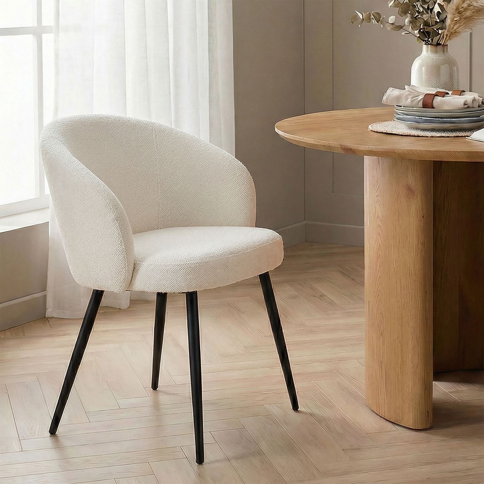 IDIMEX Esszimmerstuhl KURSI (2 St), Esszimmerstühle 2er Set mit Polsterung & Metallgestell Cremeweiß