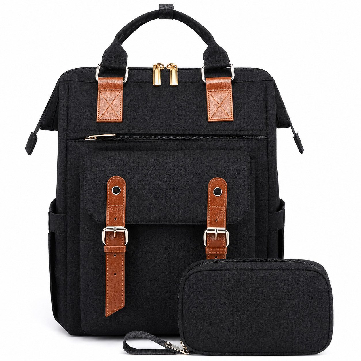 MOPUEA Schulrucksack Rucksack Damen, Wasserdicht Schulrucksack Mädchen Teenager Jungen (15,6 Zoll Laptop Schultasche Rucksäcke, 2-tlg., Schlicht Und Geräumig, Geeignet für Uni Business Büro Reise), Schulrucksack Unisex-Rucksack Im Farbblock-Design