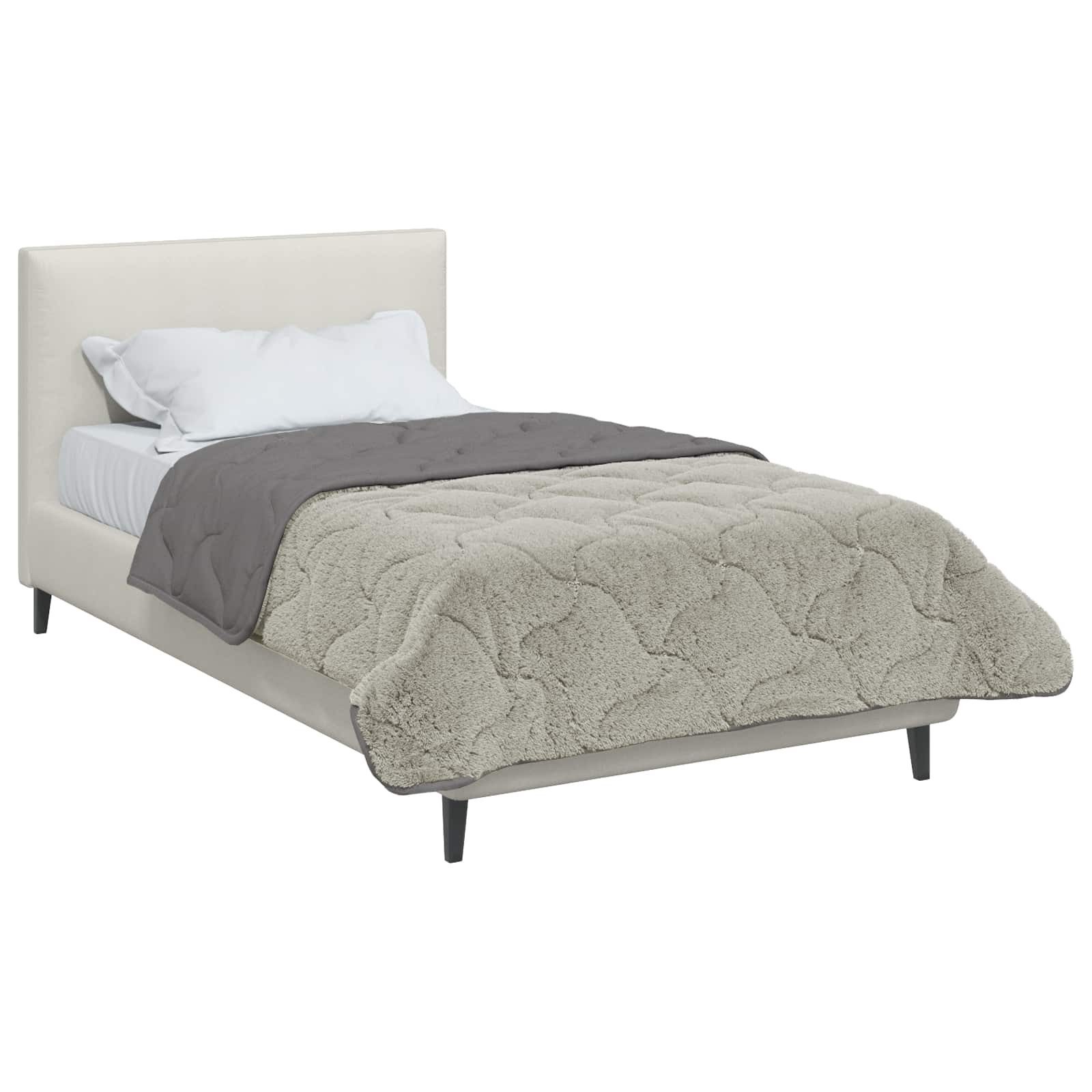 vidaXL Baumwollbettdecke Ganzjahresbettdecke Gepolstert Hellgrau 135 x 200 cm, Bezug: Mikrofaser