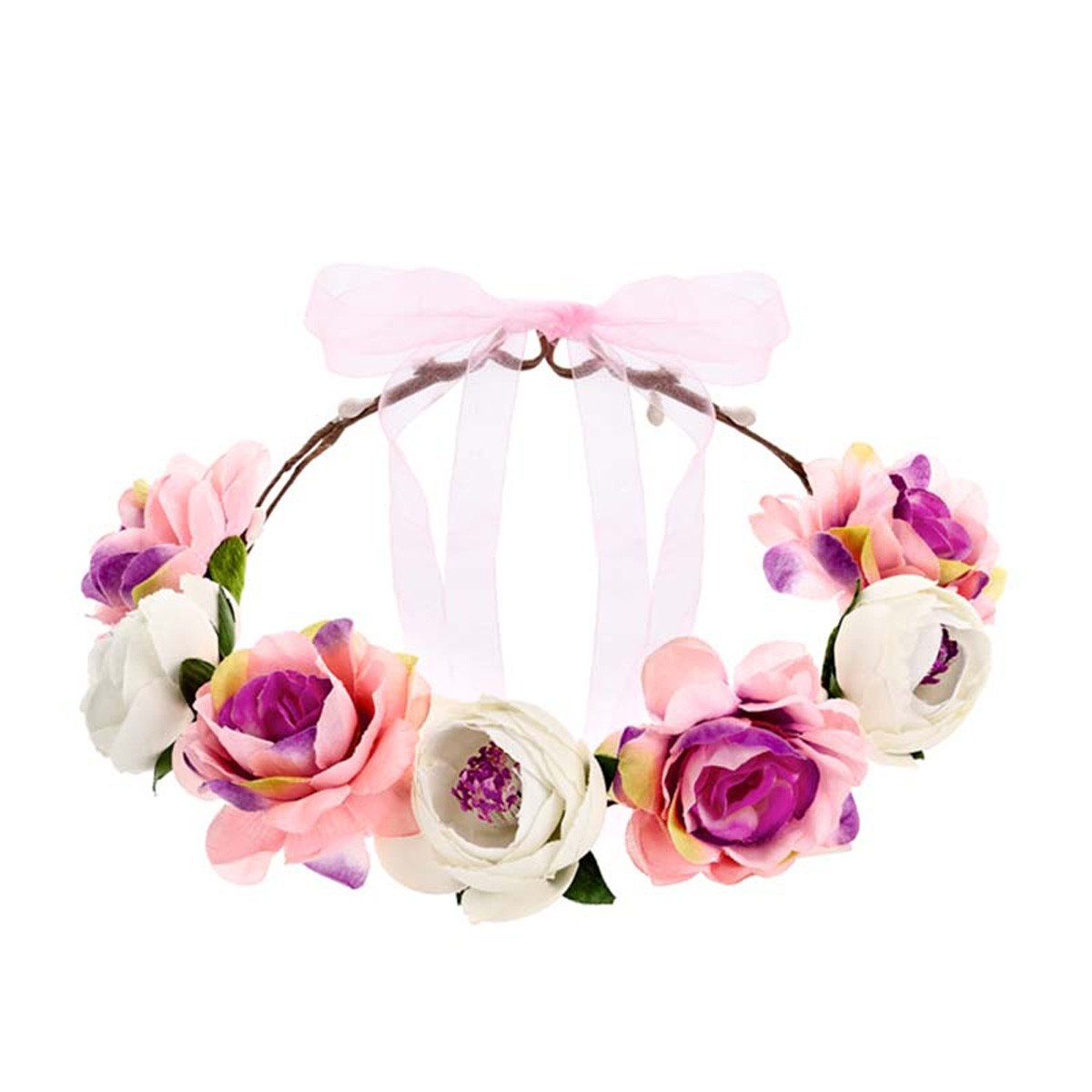 partydeco Kostüm Haarreif Blumenkranz, Bunt