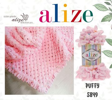 Alize 5 x ALIZE Puffy Color 6408 Häkelwolle, 9,2 m, Fingerstrick, mehrfarbige Schlaufenwolle,super bulky,Baby Deckengarn