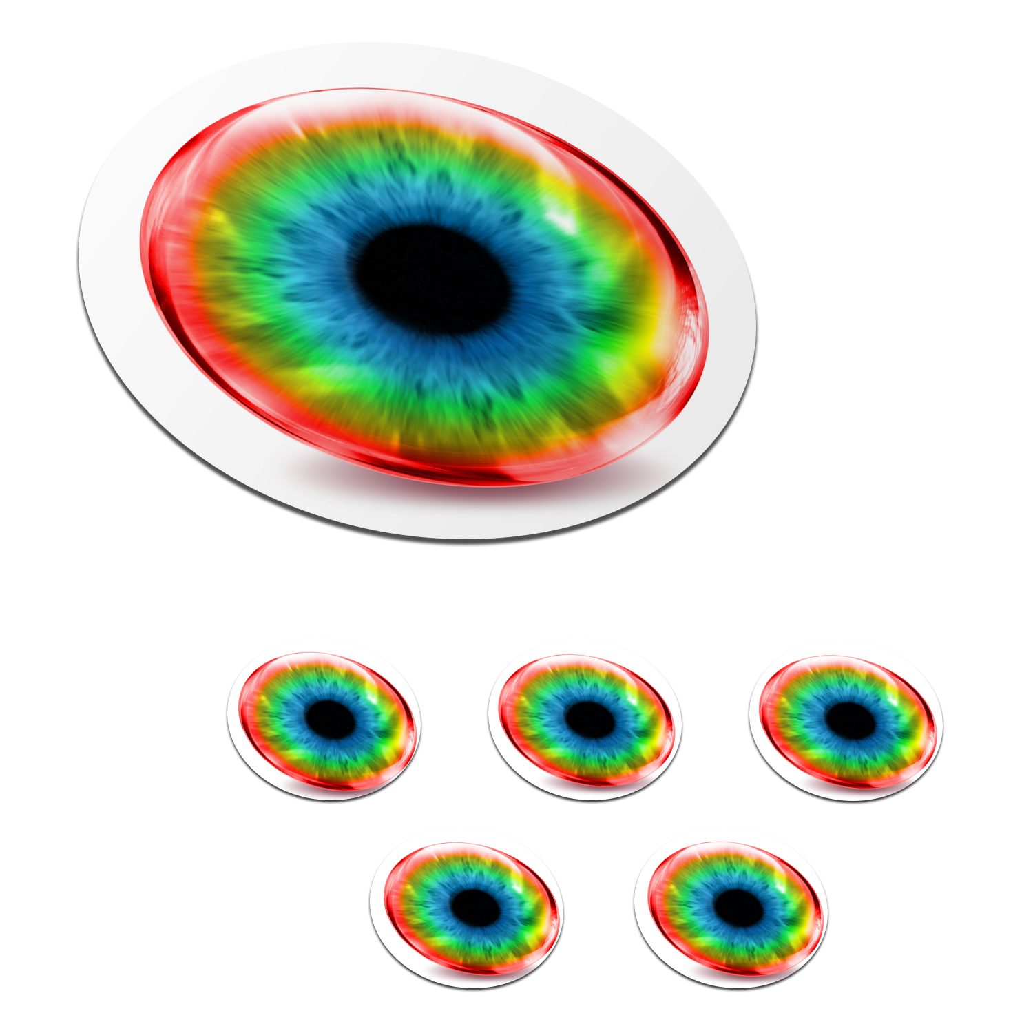 MuchoWow Glasuntersetzer Farbiges Auge in Glaskugel, Zubehör für Gläser, 6-tlg., Getränkeuntersetzer, Tassenuntersetzer, Korkuntersetzer, Tasse, Becher