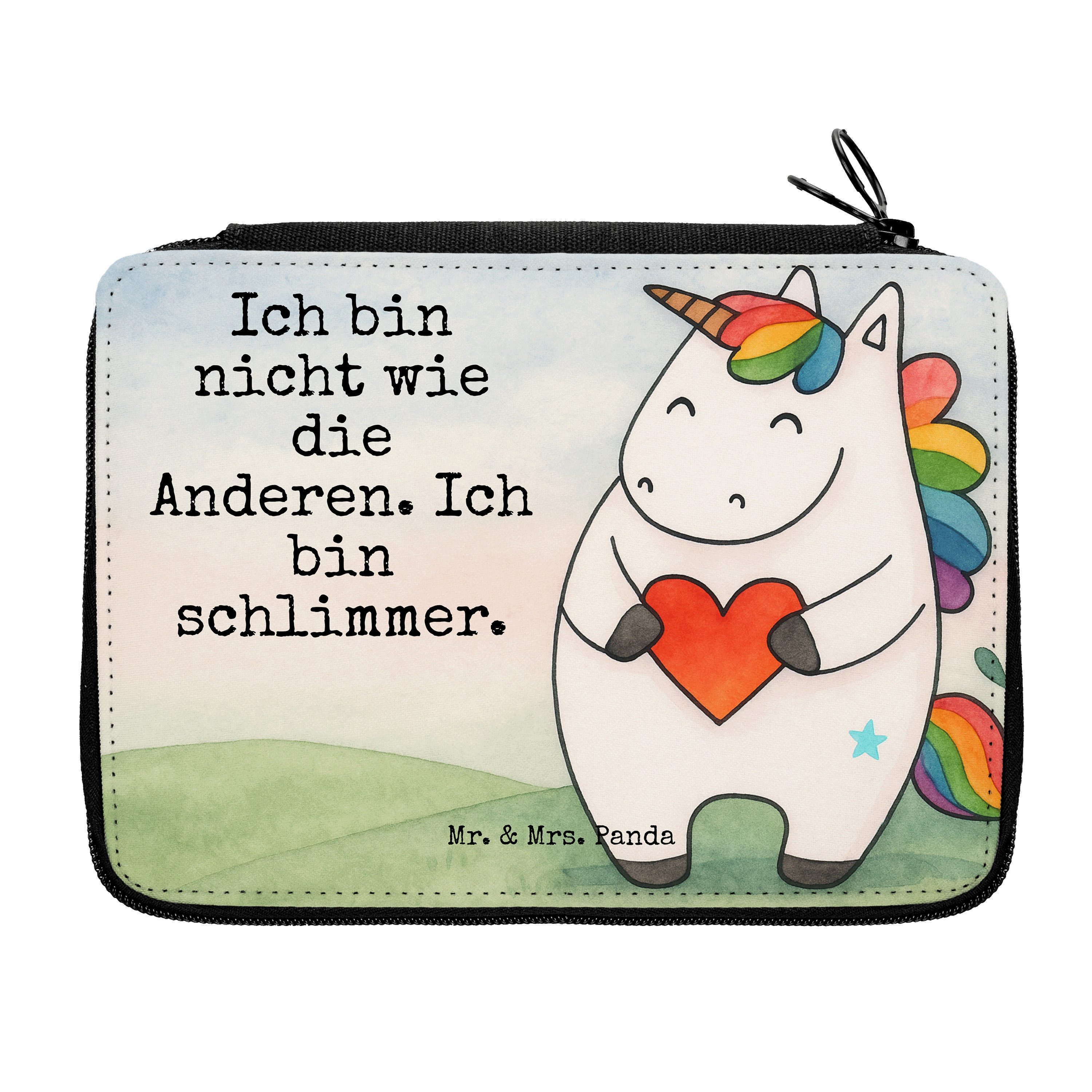 Mr. & Mrs. Panda Federmäppchen Einhorn Herz Design, Federtasche, Weiß, Freundin, Einhörner, Federmäp, (Packung, 1-tlg)