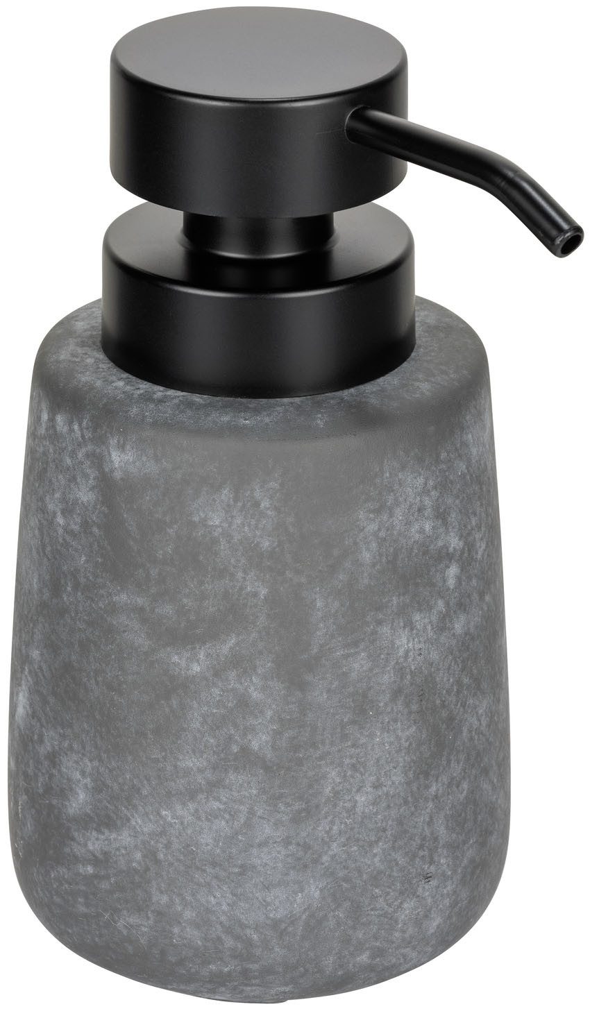 WENKO Seifenspender Sacile, Dosierspender aus hochwertiger Keramik, moderne Beton-Optik, 400 ml