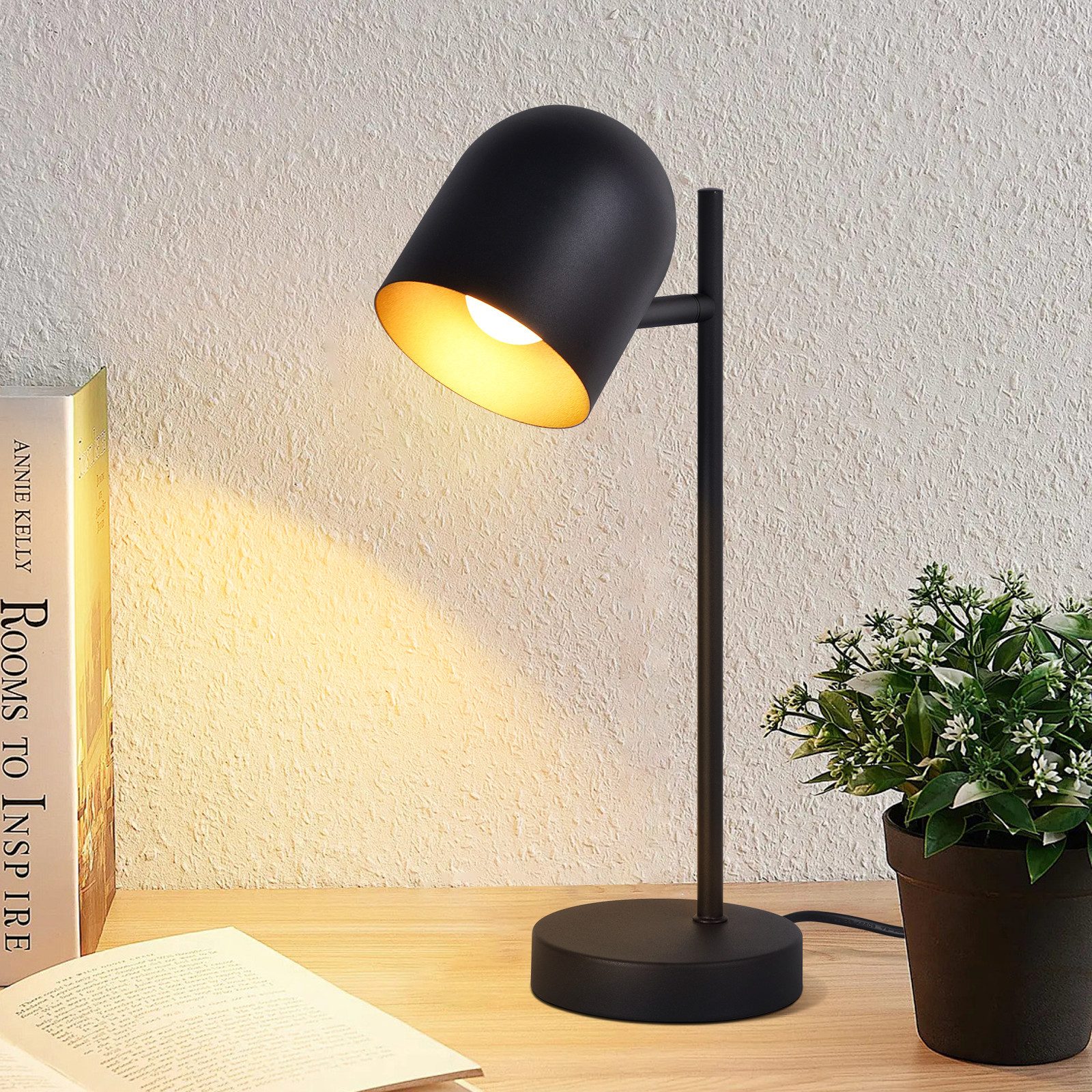 ZMH Tischleuchte Wohnzimmer Schwarz Gold Metall günstig online kaufen