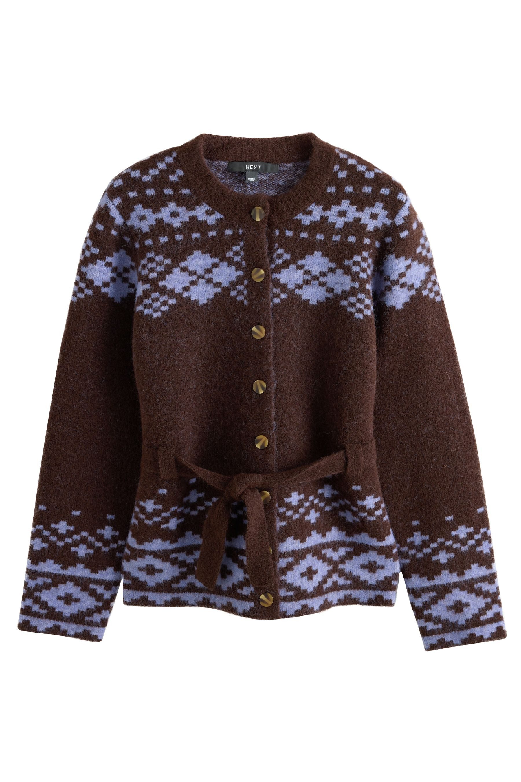 Next Strickjacke Durchgeknöpfte Strickjacke mit Gürtel (1-tlg)
