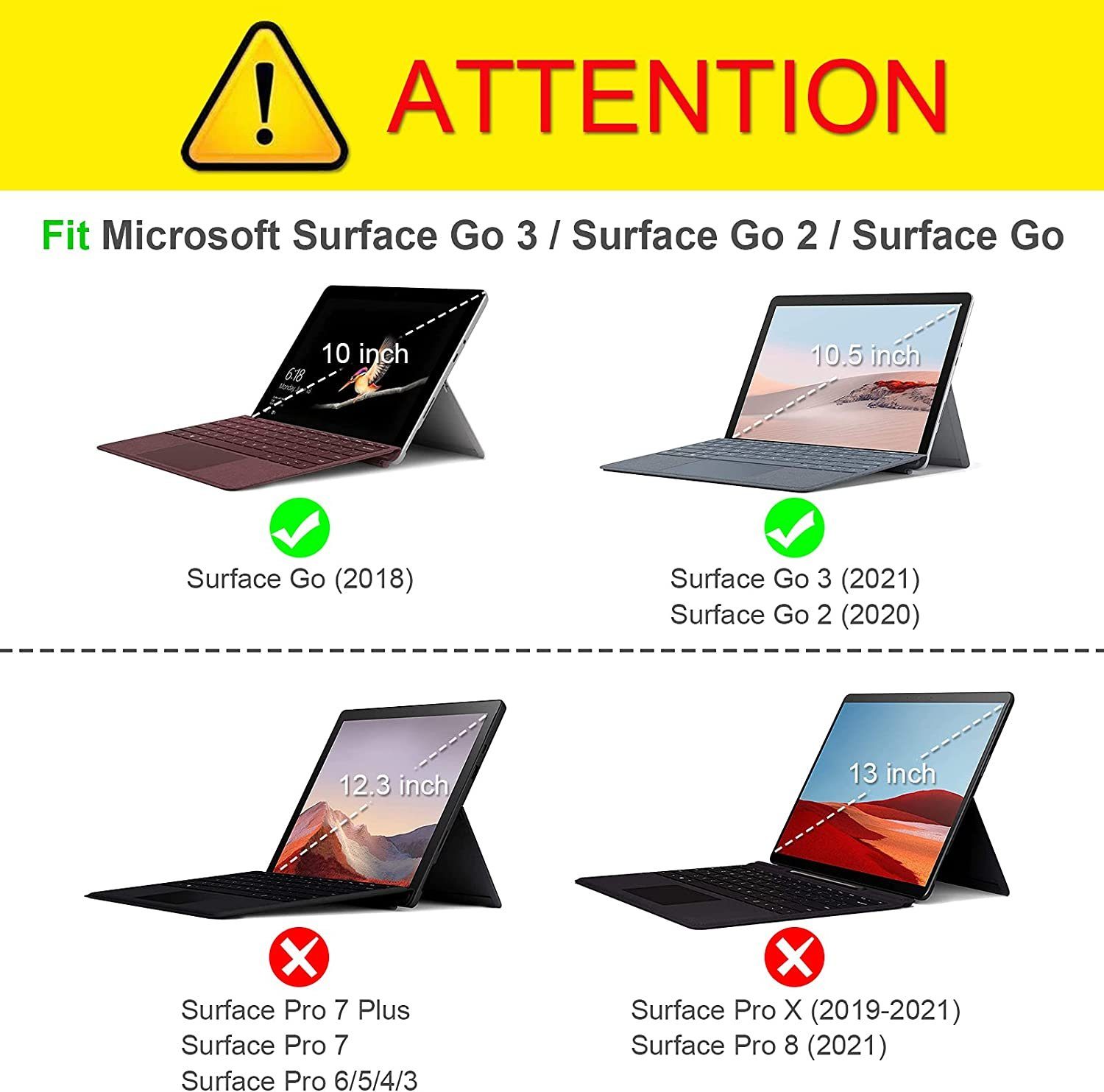 Fintie Tablet-Hülle für Microsoft Surface Go 4(2023)/Go 3(2021)/Go 2(2020)/Surface Go 2018, Multi-Sichtwinkel Schutzhülle, Type Cover Kompatibel – Bild 2 von 5