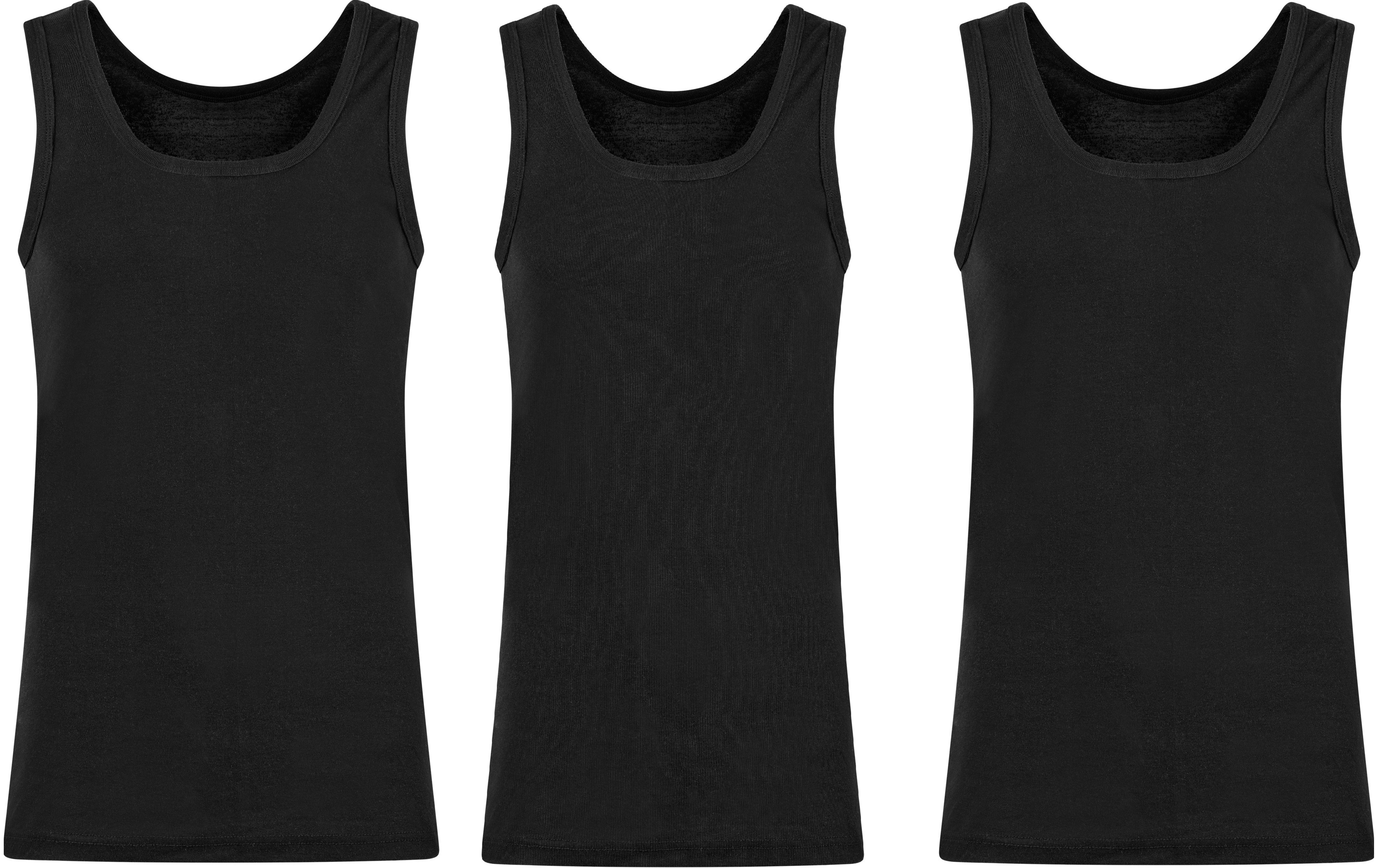 cwonlineshop Unterhemd Tank Top Achselshirt für Herren (Packung, Set, Spar-Pack, Spar-Packung, 4-St., 4er-Pack) Feinripp aus 100% Baumwolle Schwarz