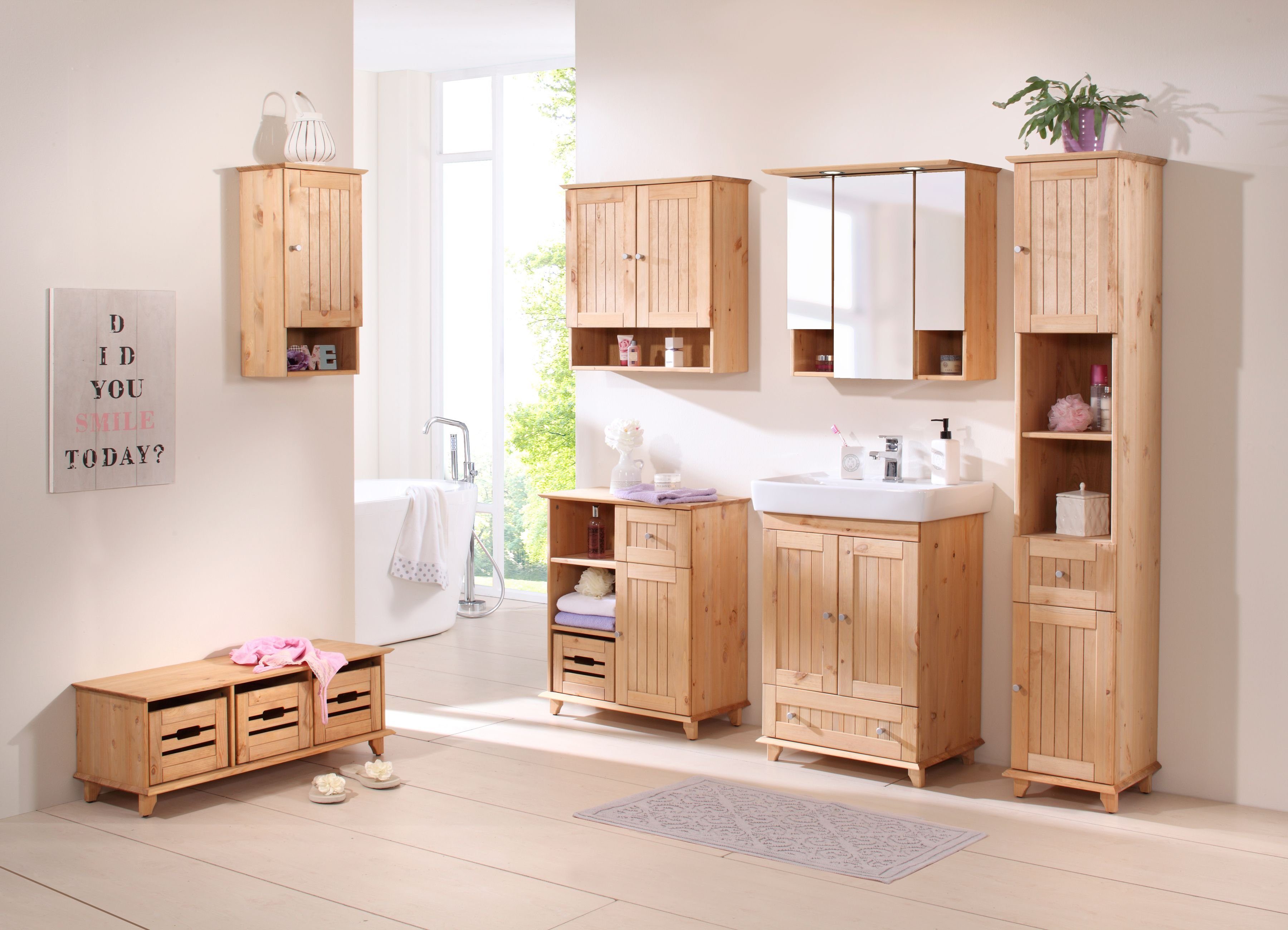 welltime Unterschrank Venezia Landhaus Badmöbel, aus massiver Kiefer, 1 Tür günstig online kaufen