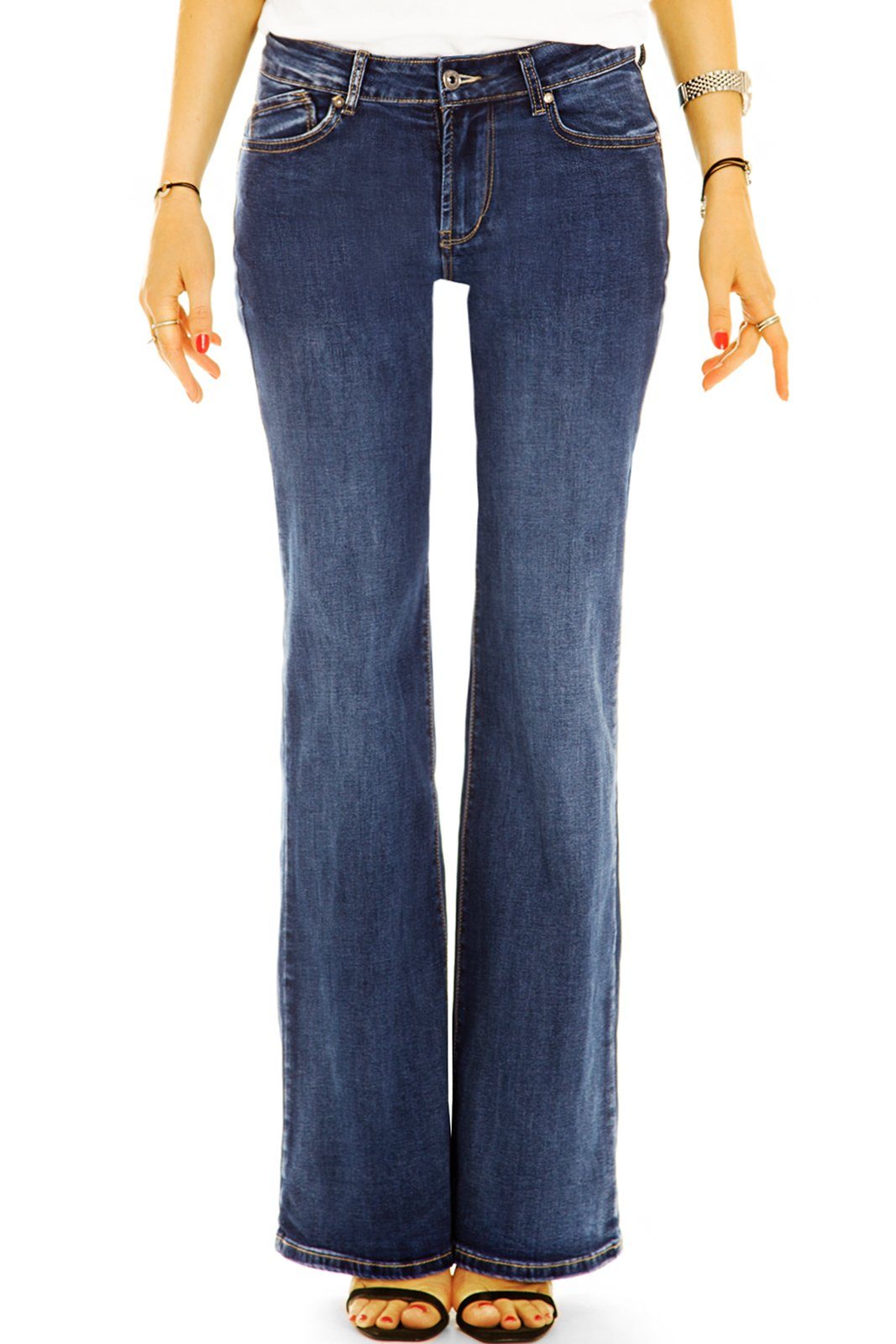 be styled Bootcut-Jeans Bootcut Jeans Hose Medium Waist ausgestellter Passform - Damen - j5e mit Stretch-Anteil, 5-Pocket-Style