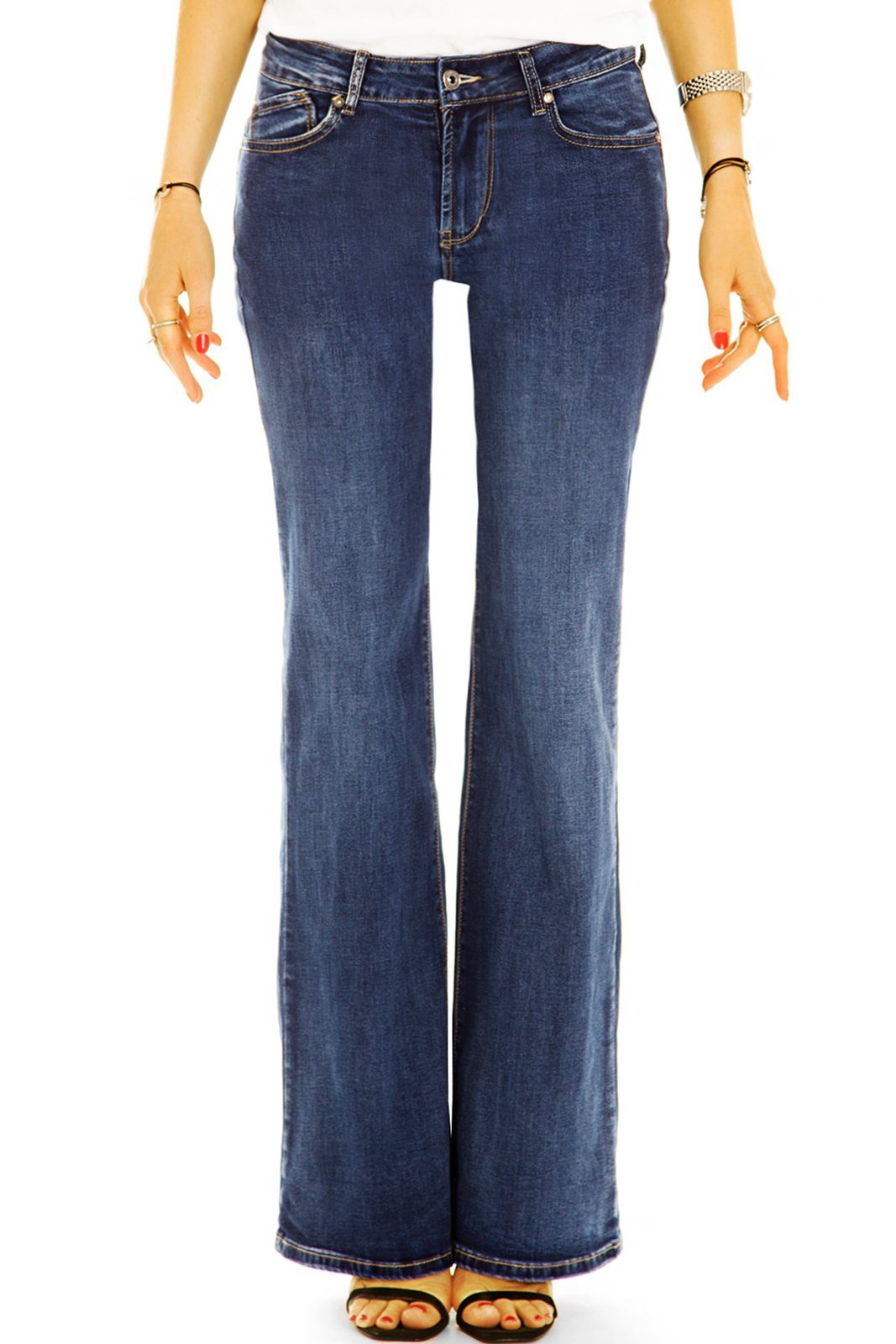 be styled Bootcut-Jeans Bootcut Jeans Hose Medium Waist ausgestellter Passform - Damen - j5e mit Stretch-Anteil