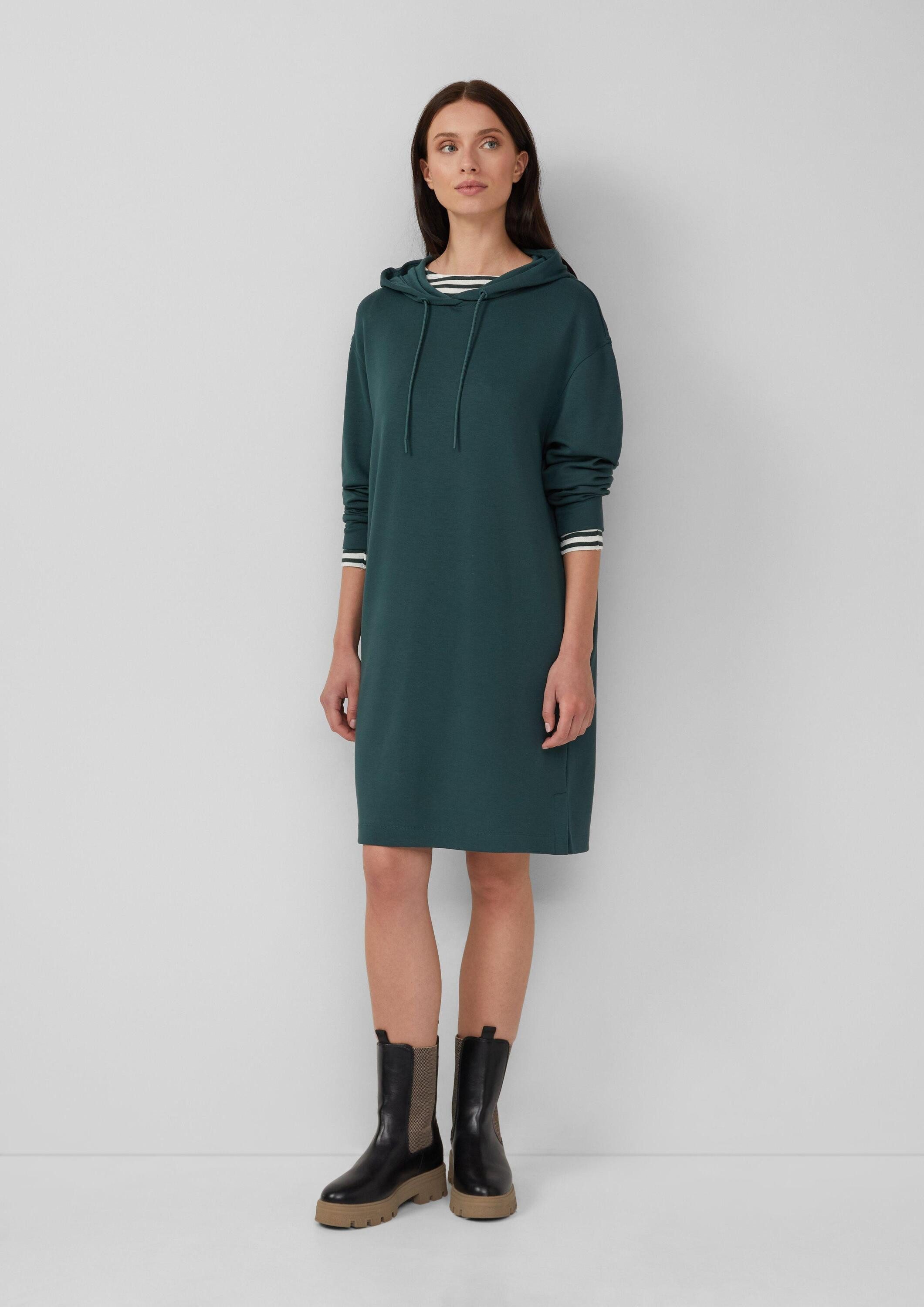 s.Oliver Midikleid Kleid Scuba-Kleid mit Eingrifftaschen und Kapuze