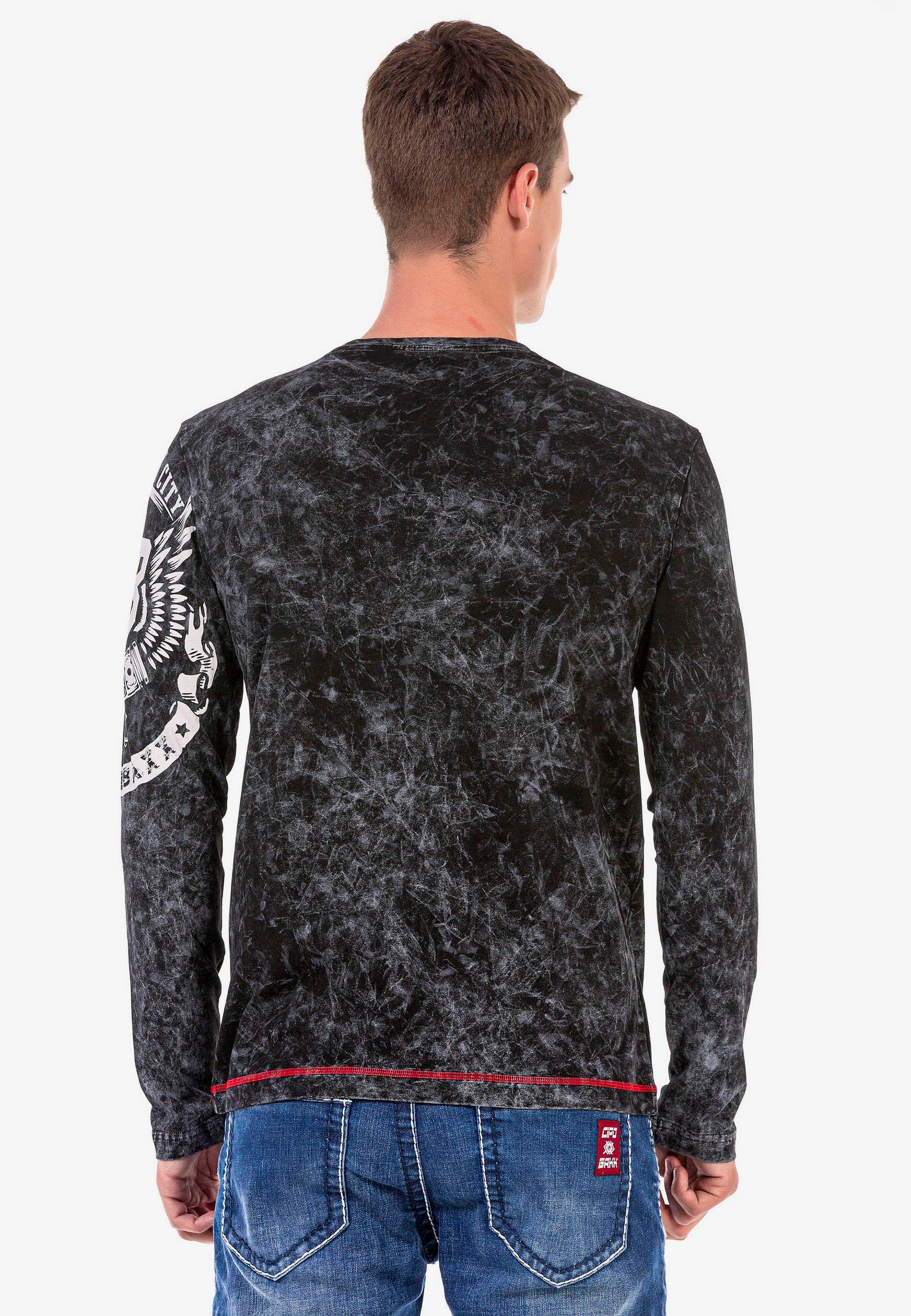 & Baxx Cipo mit Markenprint schwarz coolem Langarmshirt