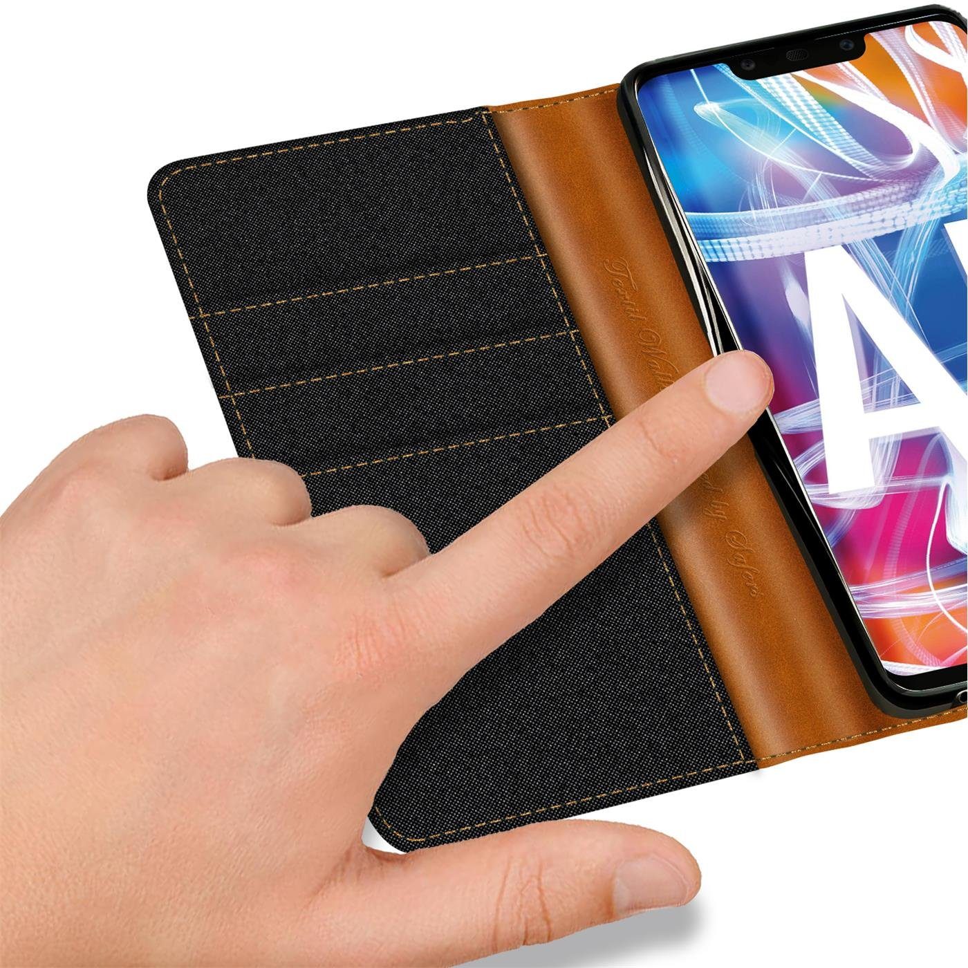CoolGadget Handyhülle Denim Schutzhülle Flip Case für Huawei Mate 20 Lite 6,3 Zoll, Book Cover Handy Tasche Hülle für Mate 20 Lite Klapphülle