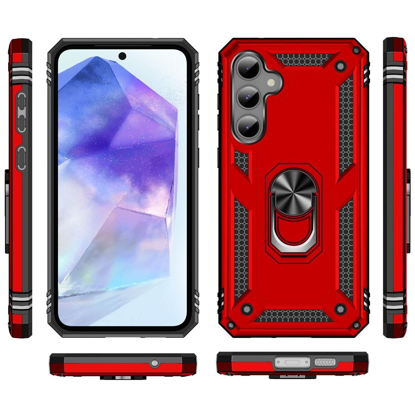 CoolGadget Handyhülle Armor Shield Case für Samsung Galaxy A55 5G 6,6 Zoll, Outdoor Cover mit Magnet Ringhalterung Handy Hülle für Samsung A55 5G