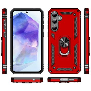 CoolGadget Handyhülle Rot als 2in1 Schutz Cover Set für das Samsung Galaxy A35 5G 6,5 Zoll, 2x Glas Display Schutz Folie + 1x TPU Case Hülle für Galaxy A35 5G