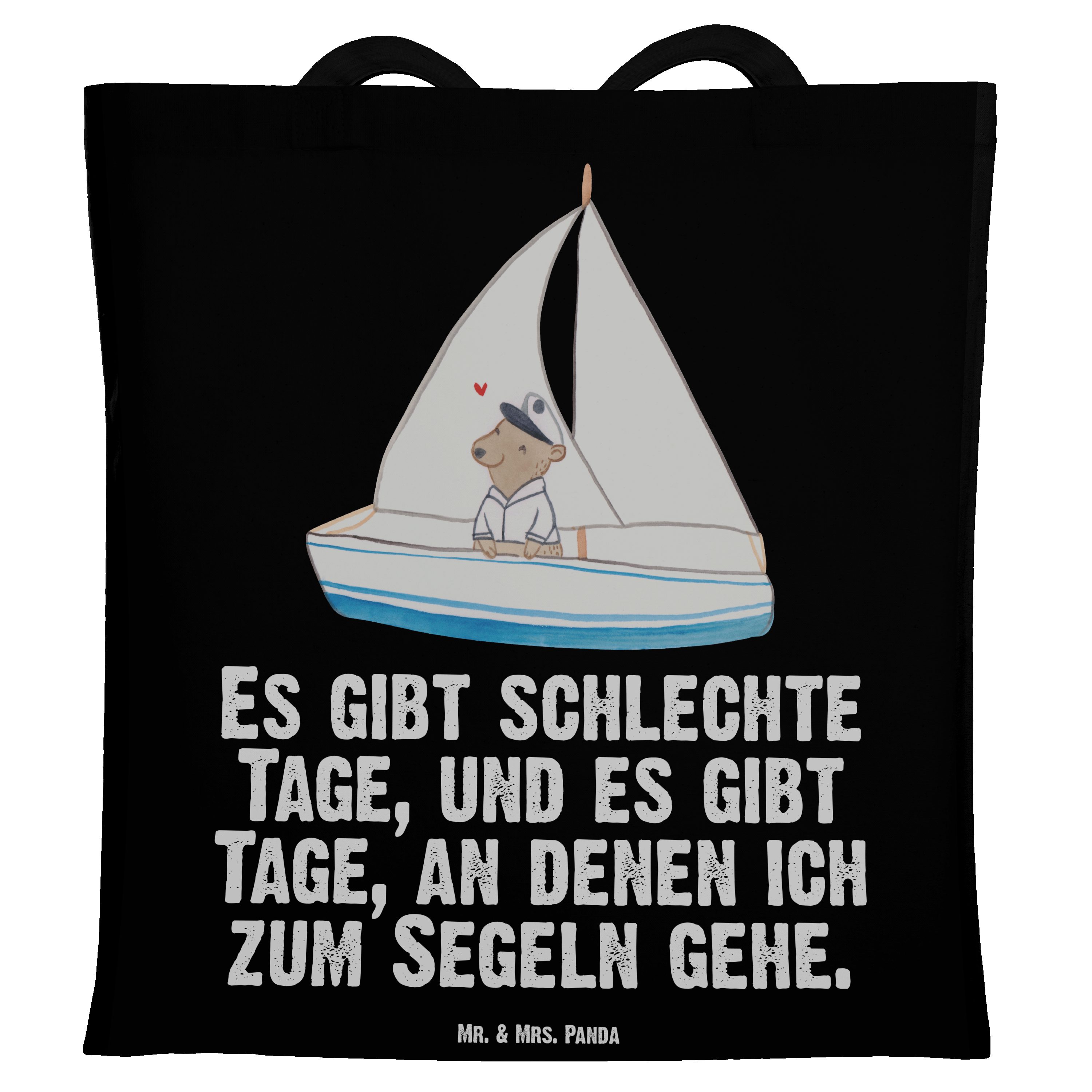 Mr. & Mrs. Panda Tragetasche Bär Segeln Tage - Schwarz - Geschenk, Beutel, Segelboot, Auszeichnung (1-tlg)