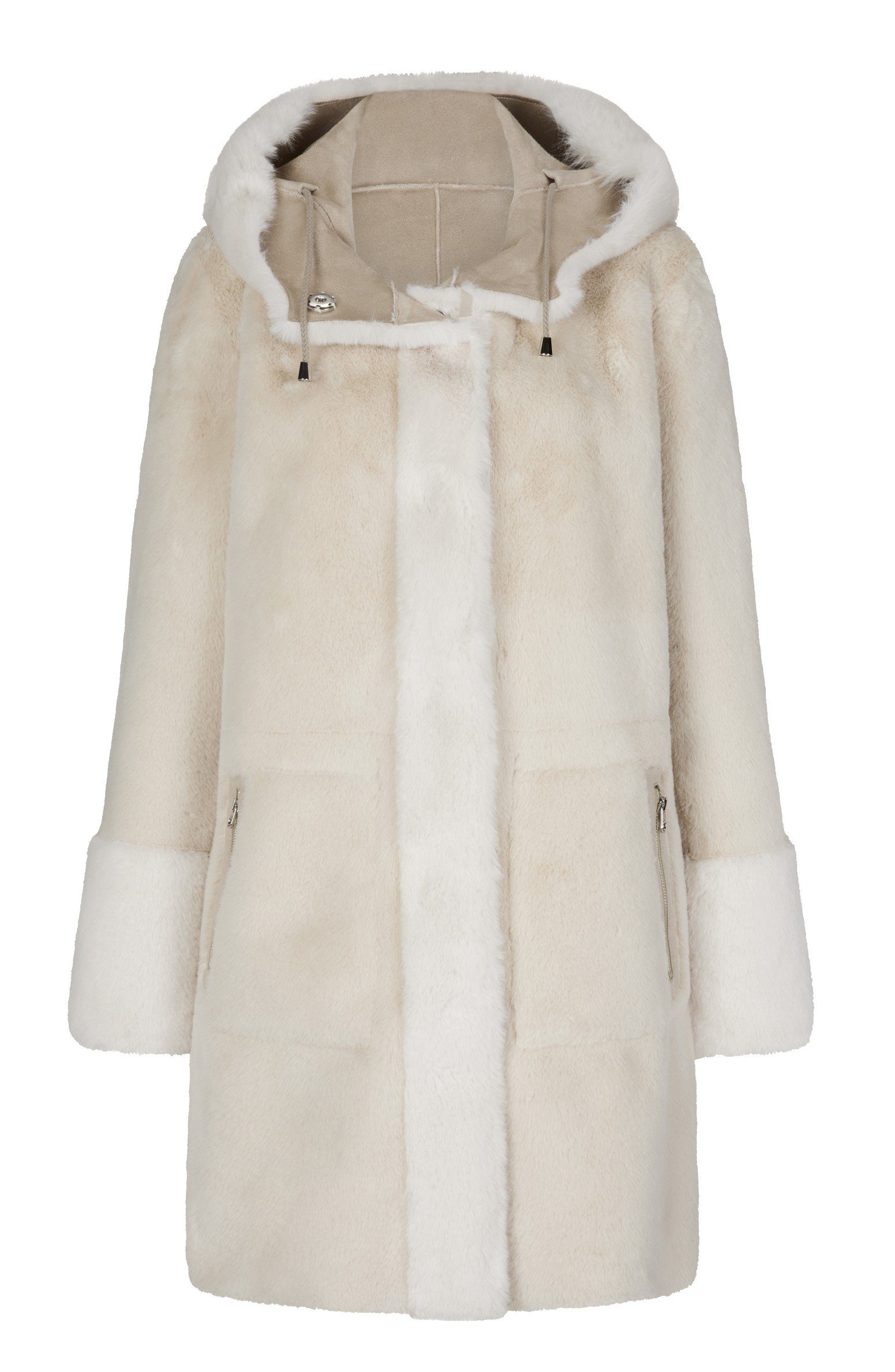 Milestone Wintermantel MS-Lili Lang- und Kurzhaar Fake-Fur Wendemantel mit Kapuze