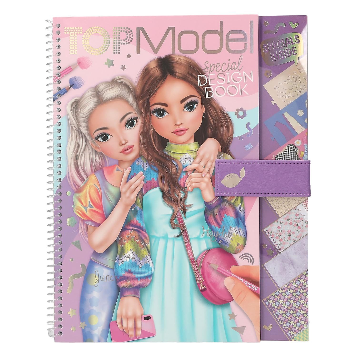 Depesche Skizzenbuch TOPModel Malbuch mit 33 vorgedruckten Seiten zum Outfit-Gestalten, Set inkl. Papier, Schablone, Sticker, weiß