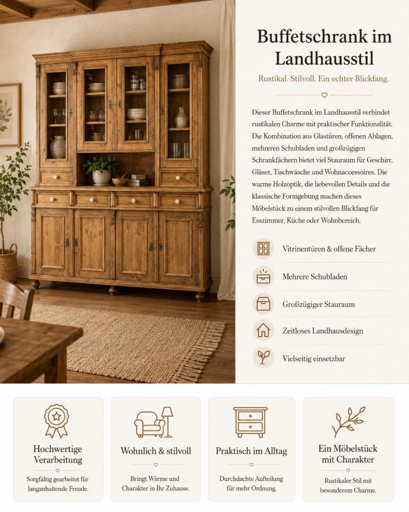 Wohnpalast Buffet Gründerzeit Buffetschrank Weichholz