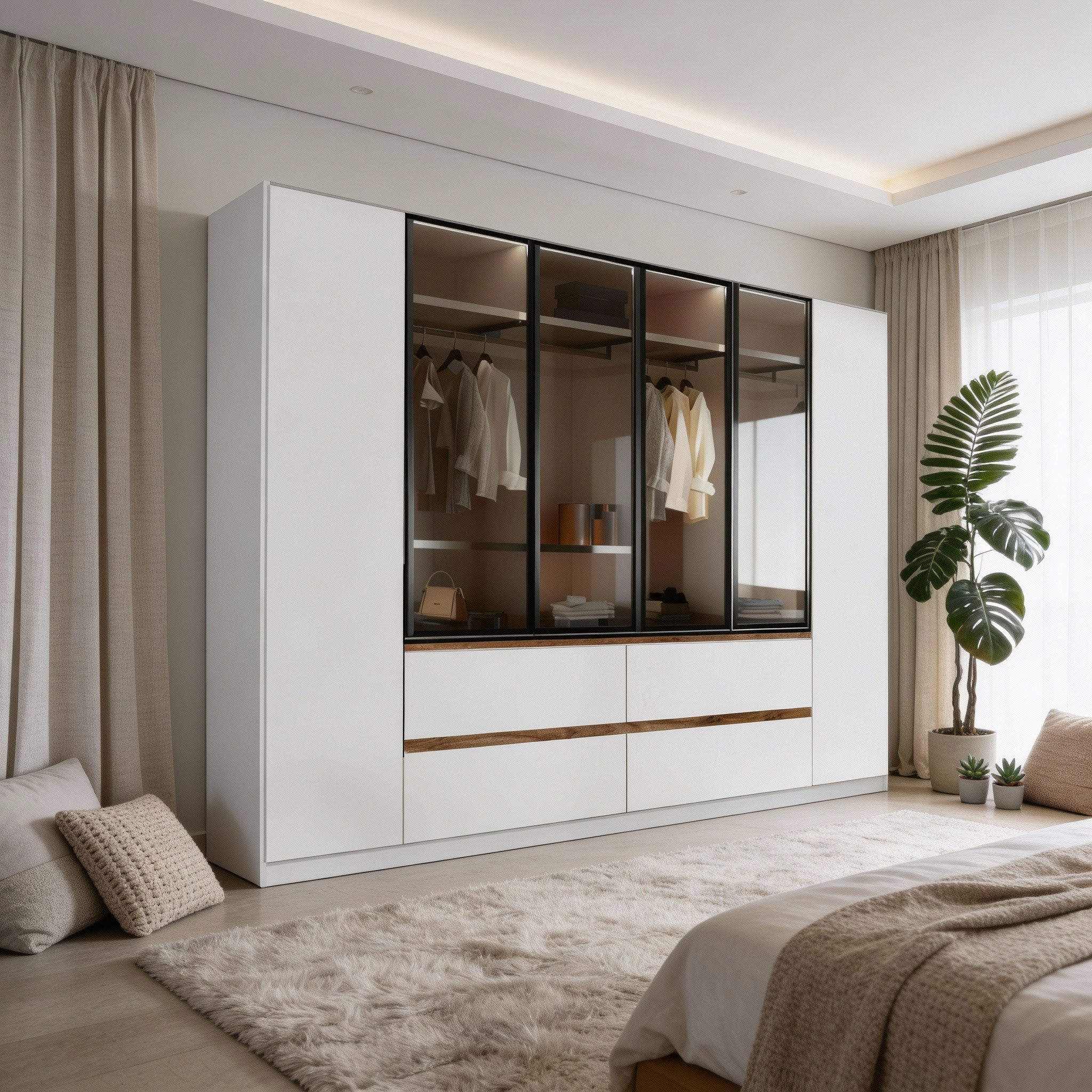 Palms-Store Kleiderschrank Rotterdam mit Glasfront und komplettem Zubehörpa günstig online kaufen
