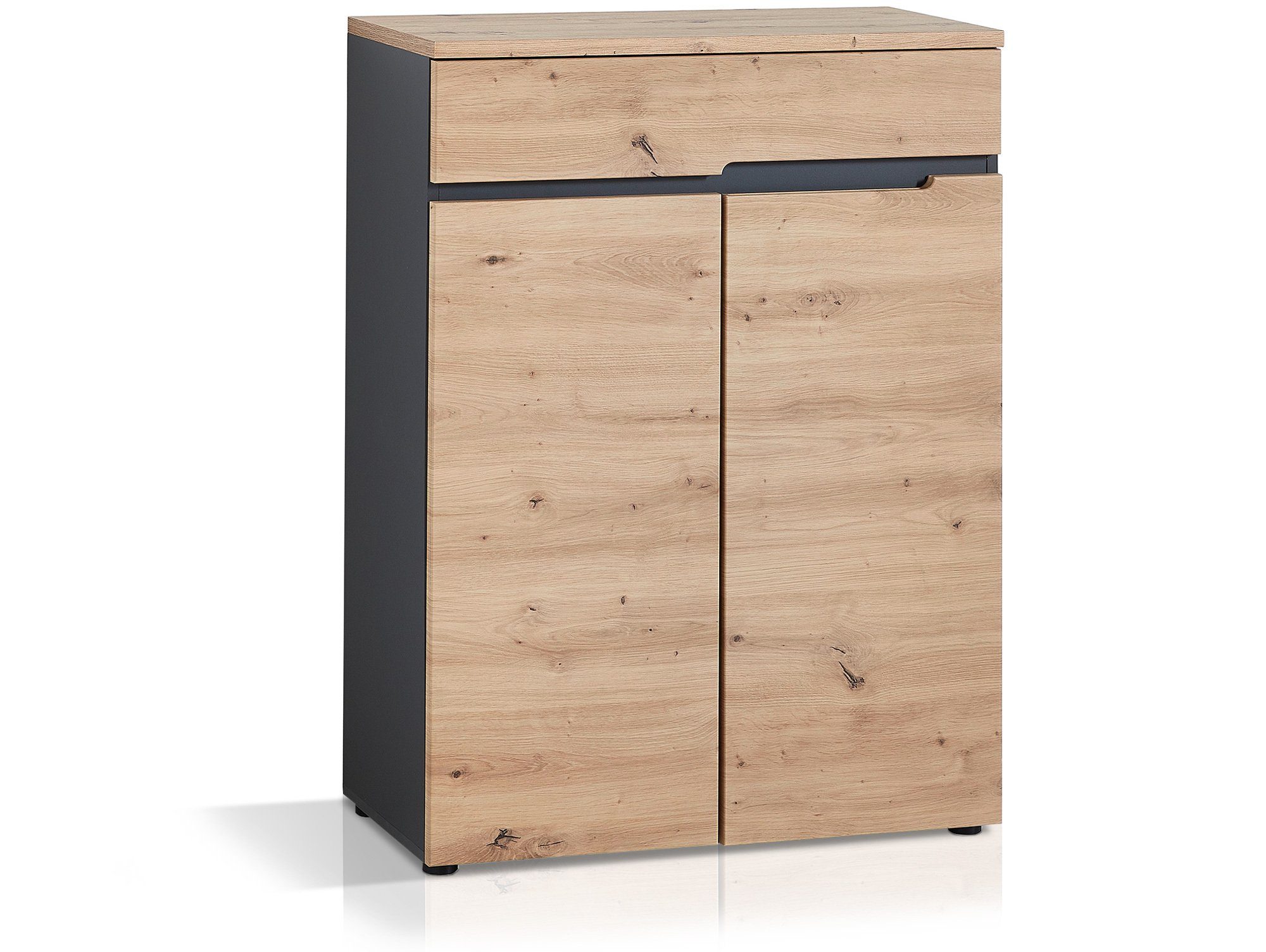 Moebel-Eins Schuhschrank MAILAND Schuhschrank, Material Dekorspanplatte, Artisan Eiche Nachbildung/graphitfarbig