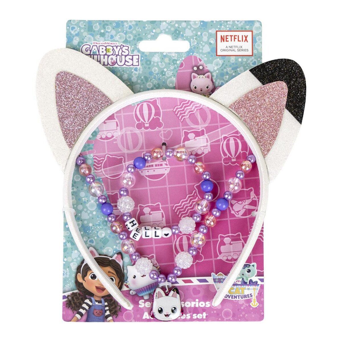 Gabby's Dollhouse Schmuckset Gabbys Dollhouse Mädchen Schmuckset 3-teiliges Set mit Fan-Accessoires