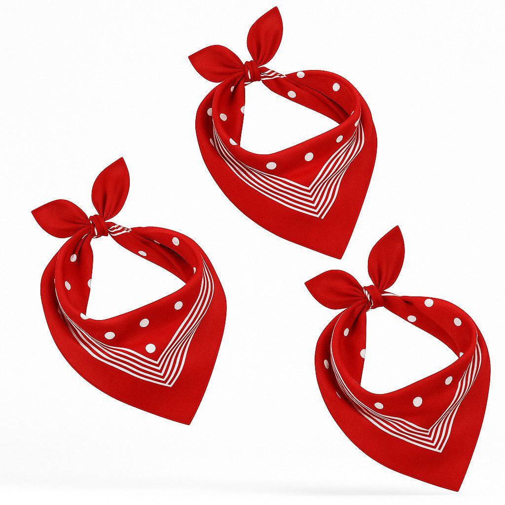 Betz Halstuch 3 Stück Nickitücher Hexentücher XXL Größe 70x70 cm Bandana Kopftuch, (Set, 3-St), Halstuch Trachtentuch 100% Baumwolle Punkte Farbe rot