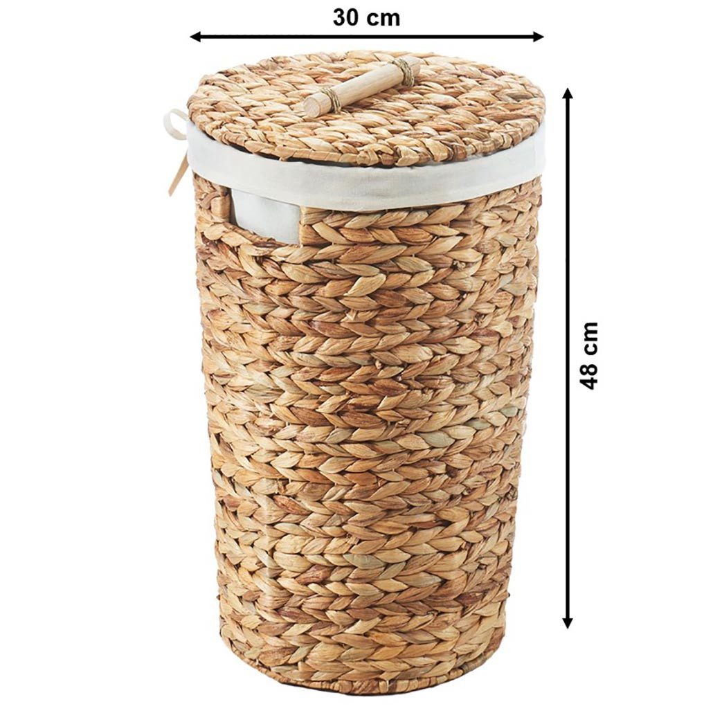 Kobolo Wäschekorb Aufbewahrungskorb SINA Wasserhyazinthe mit Deckel und herausnehmbarem (Einzelstück, mit Deckel und Stoffeinsatz)