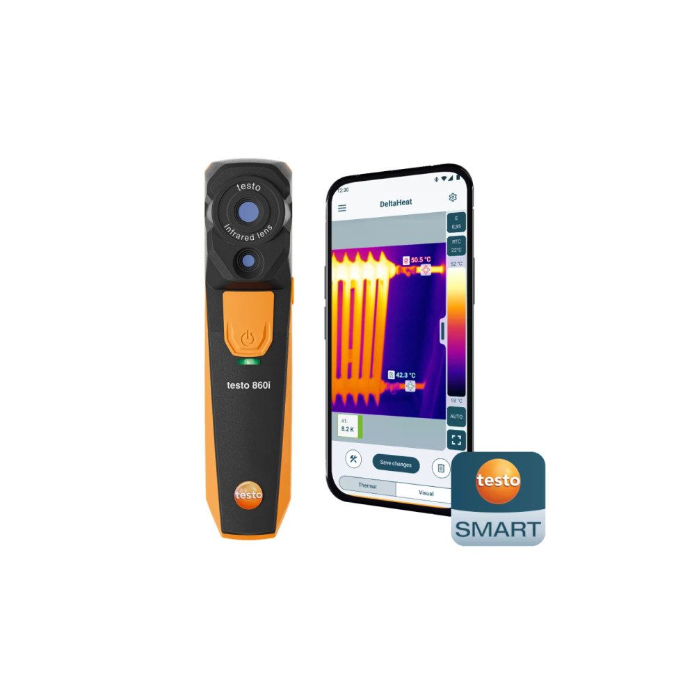 testo Wärmebildkamera 860i Set Drahtlose Wärmebildkamera für Smartphones, Infrarotauflösung (256 x 192 Pixel)