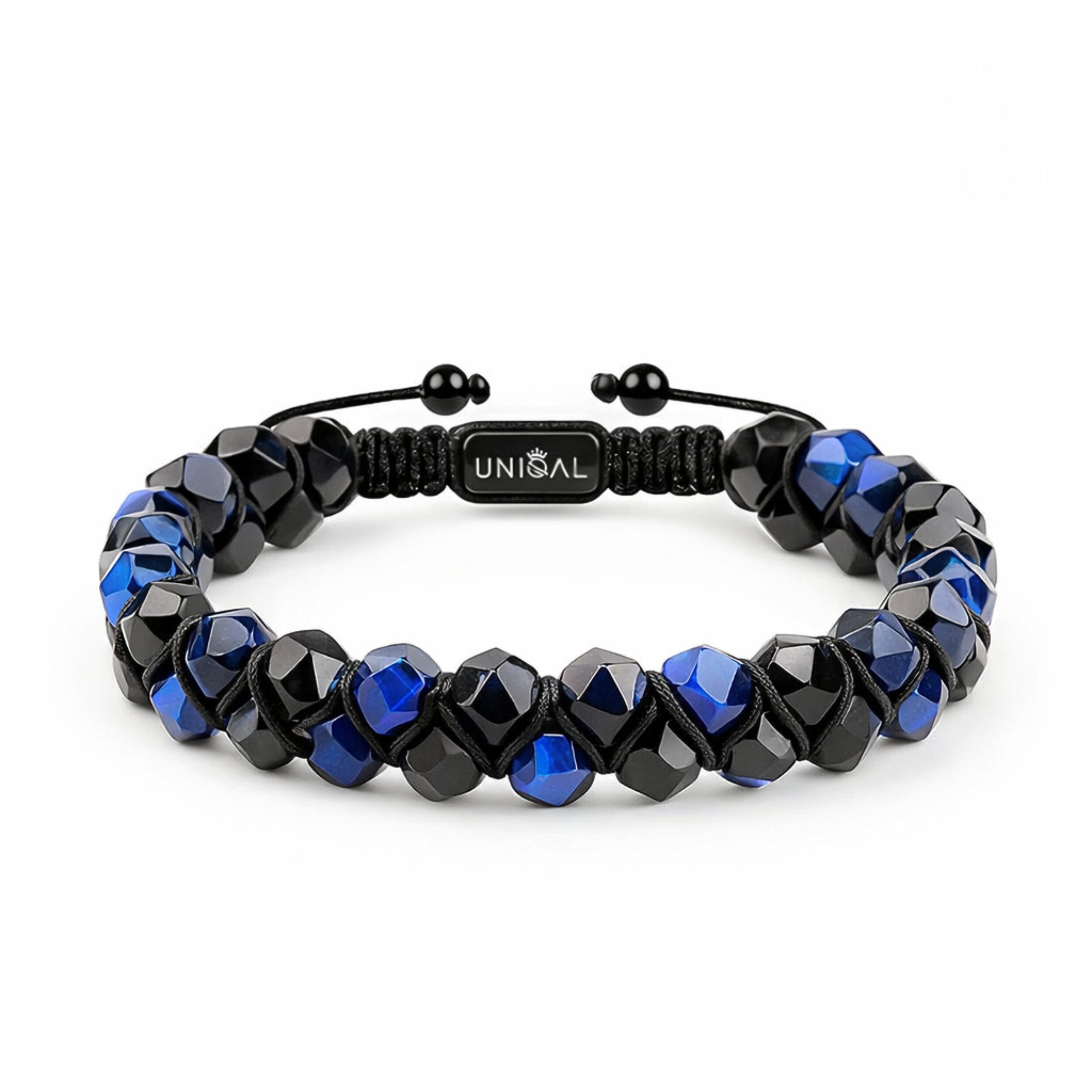 UNIQAL.de Perlenarmband Naturstein Turmalin facettiert (Unisex-Armband mit verstellbarer Makramé-Schließe, Echte Steinperlen, präzise geschliffen, handgefertigt), Verkauf & Versand durch deutschen Händler