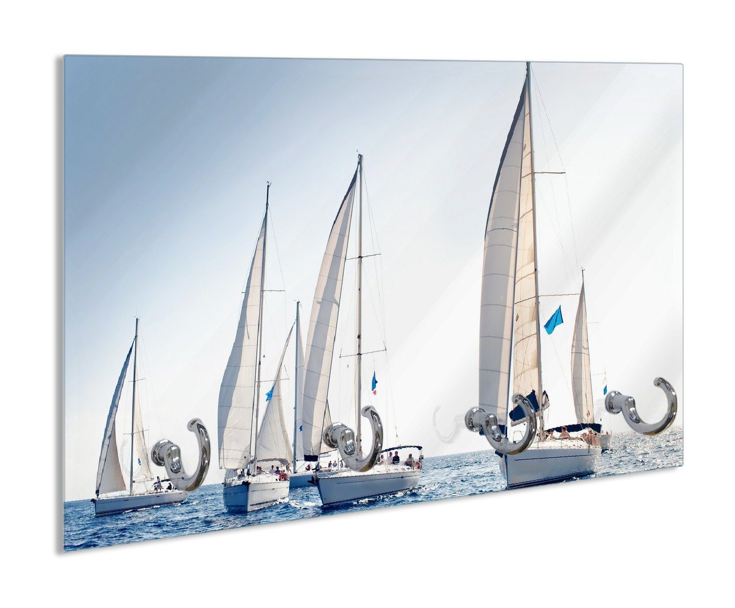 Wallario Полотенцесушители Segelschiff auf dem Meer, aus Glas mit 4 Metallhaken
