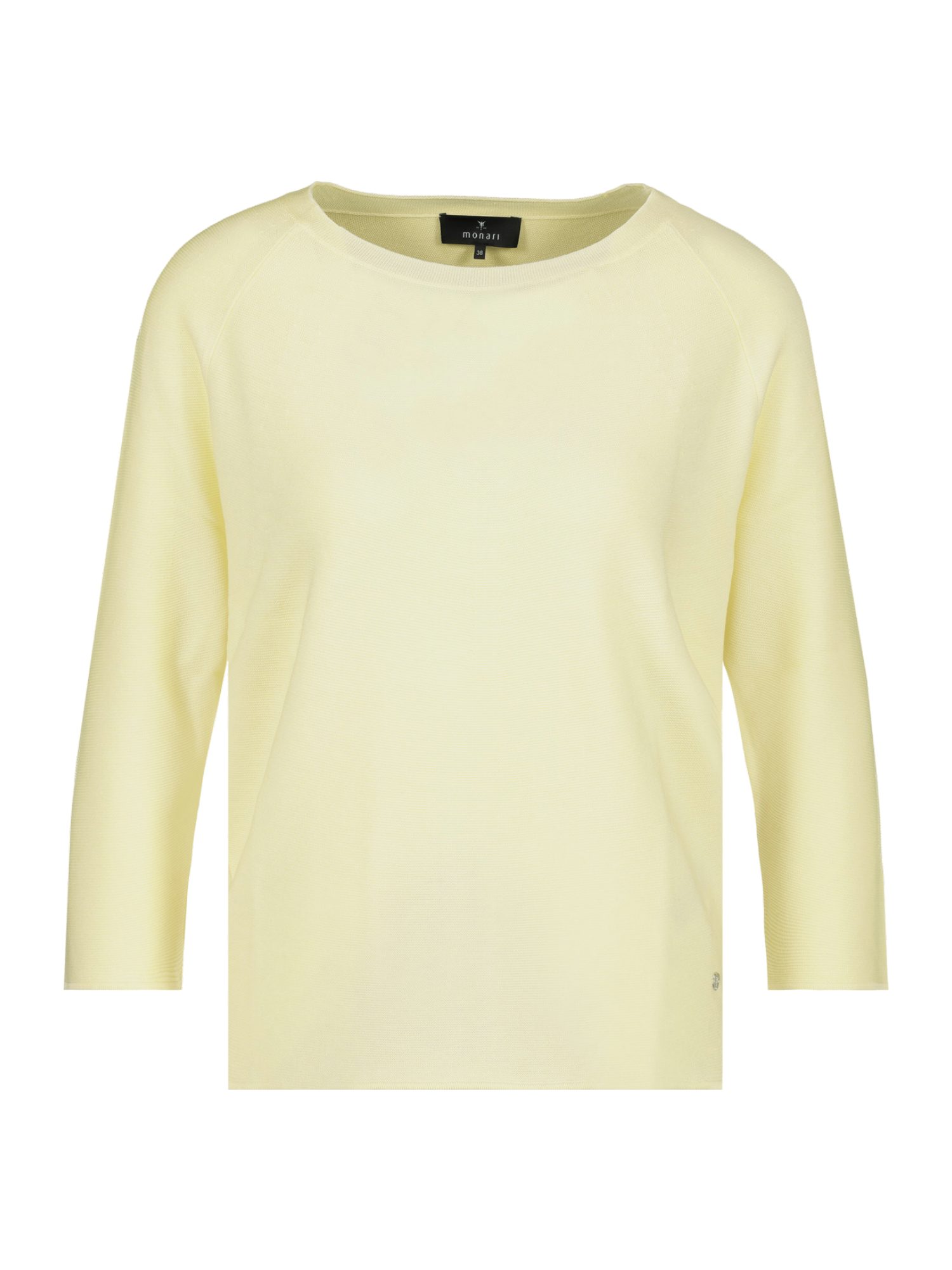 Monari Strickpullover gelb,Casual,Viskose,Unifarben,Rundhals,3/4 Arm,Regular Fit
