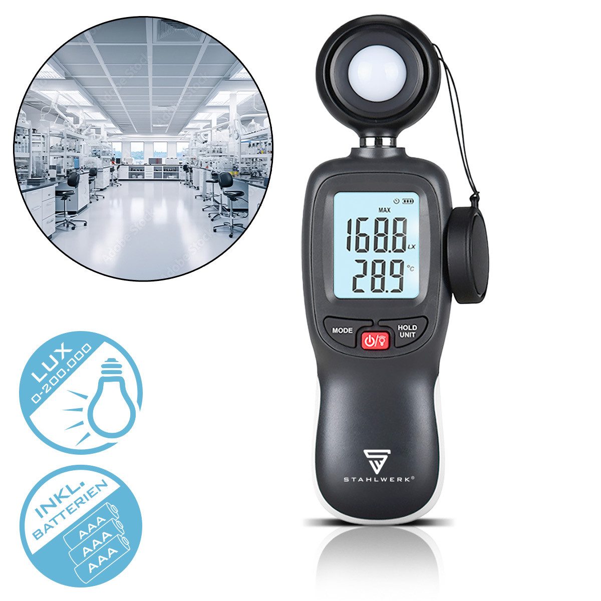 STAHLWERK Schallpegelmessgerät Lux-Messgerät digitales Beleuchtungsmessgerät Messung Lichtintensität