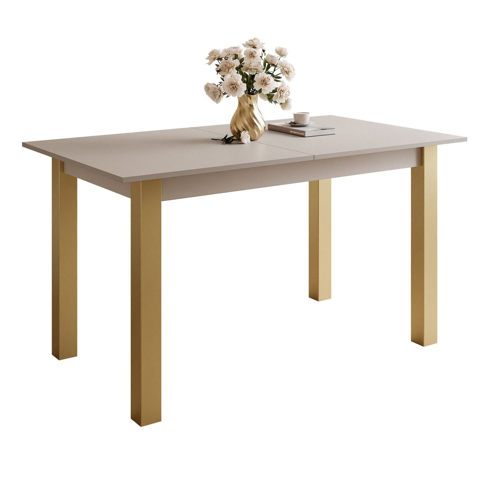 Lookway Esstisch ARTON GOLD ausziehbarer Tisch 140 cm, 140-195x80x77 cm – Bild 5 von 5